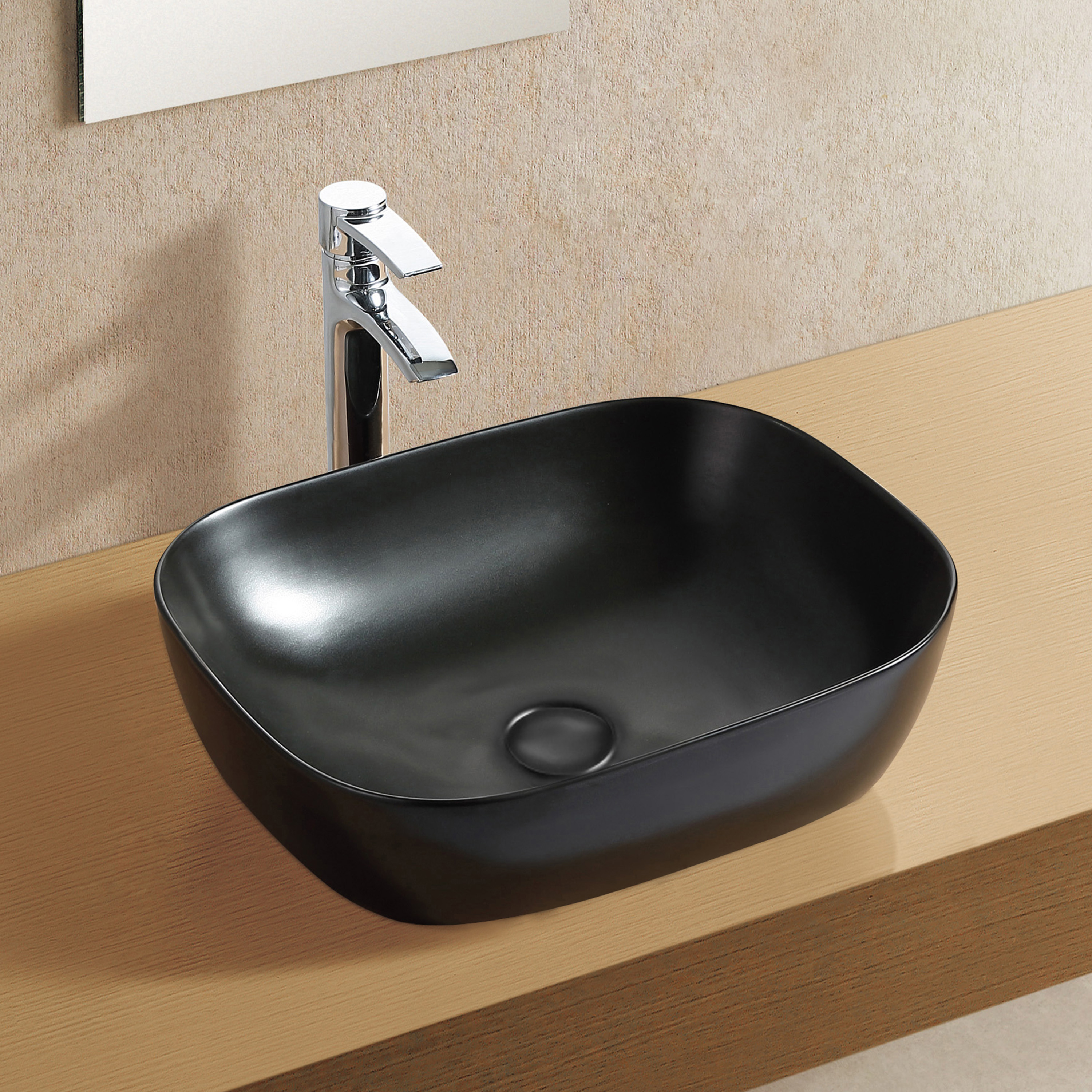 LaVita Redondo Black umywalka 46,5x37,5 cm nablatowa czarny mat