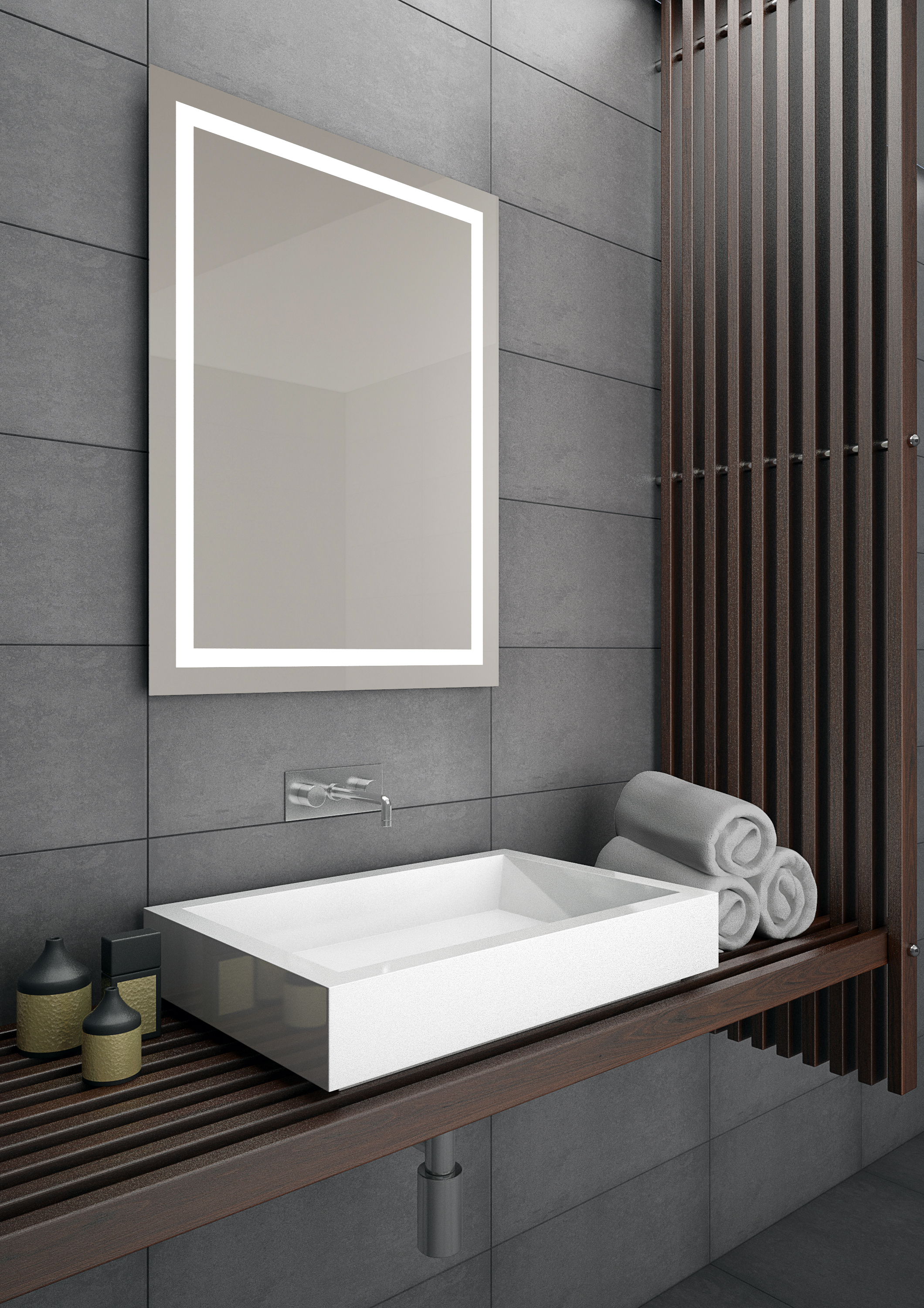 Dubiel Vitrum Focus lustro prostokątne 60x80 cm z oświetleniem