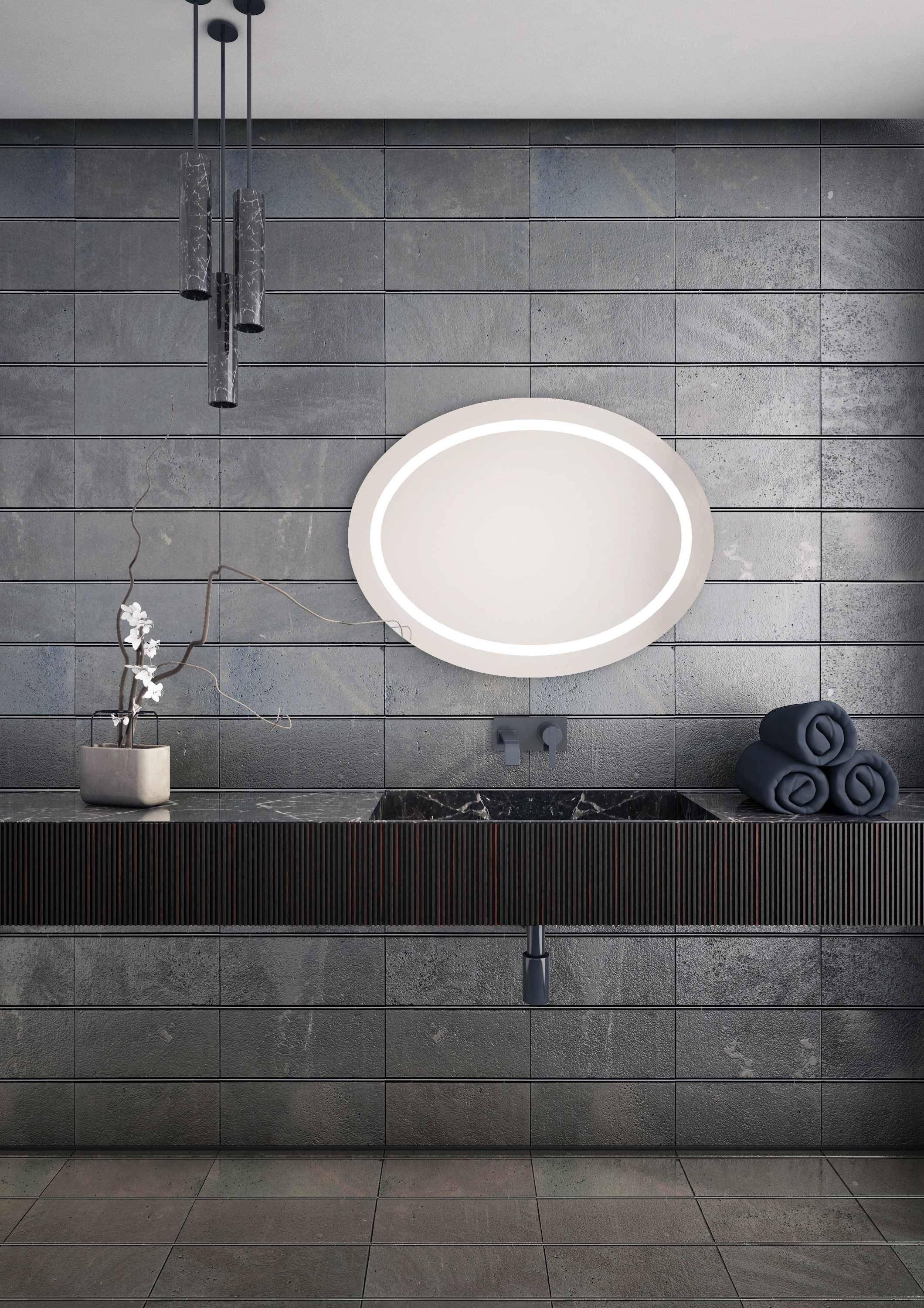 Dubiel Vitrum Dione lustro owalne 85x65 cm z oświetleniem