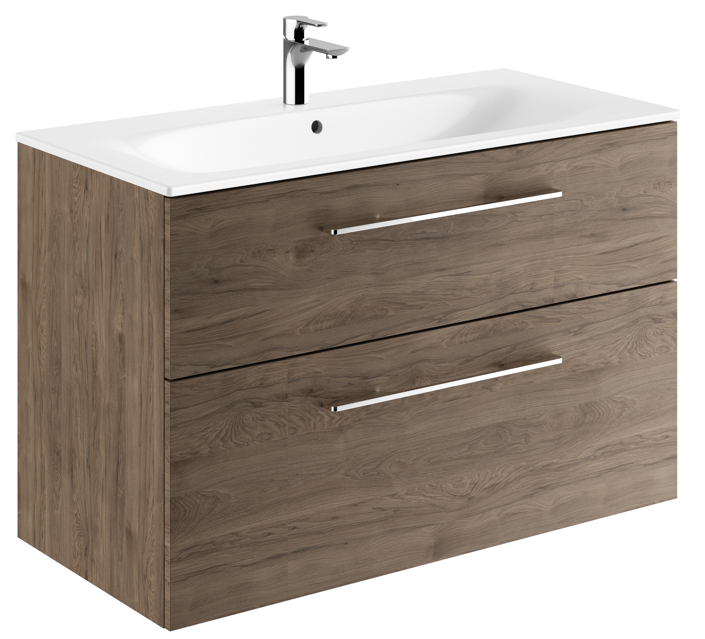 Geberit Selnova Square umywalka z szafką 100 cm zestaw meblowy biały/orzech włoski 501.246.00.1