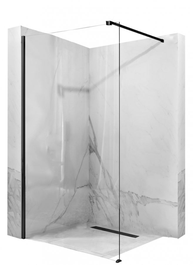 Rea Aero Black ścianka prysznicowa 120 cm wolnostojąca czarny półmat/szkło przezroczyste REA-K6599
