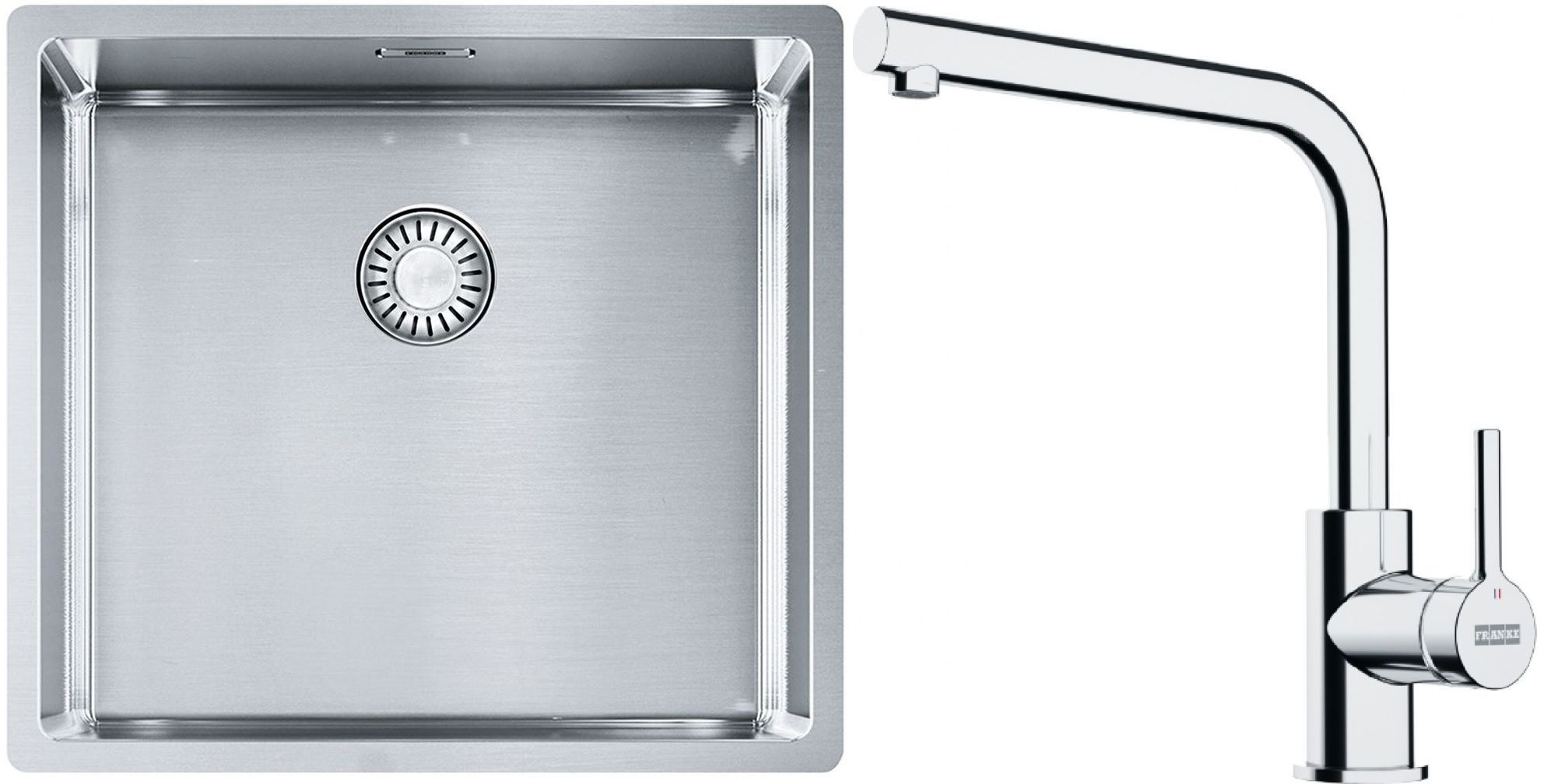 Franke Box BXX 210/110-45 zlewozmywak 49x45 cm stalowy z baterią kuchenną Lina chrom (1270453655, 1150693230)