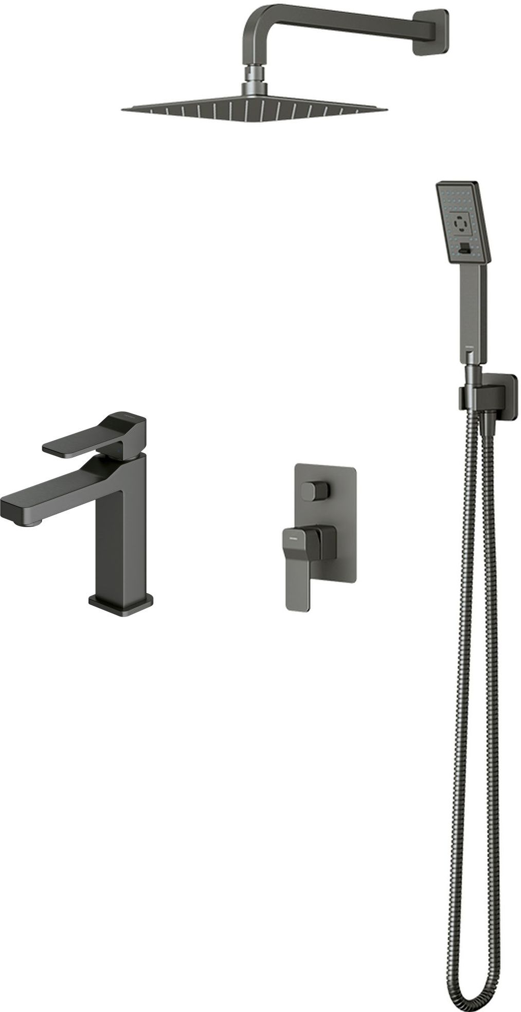 Zestaw Omnires Slide zestaw prysznicowy podtynkowy z deszczownicą i baterią umywalkową grafit (SL7710GR, SYSSL12GR) - Wysyłka w 24h