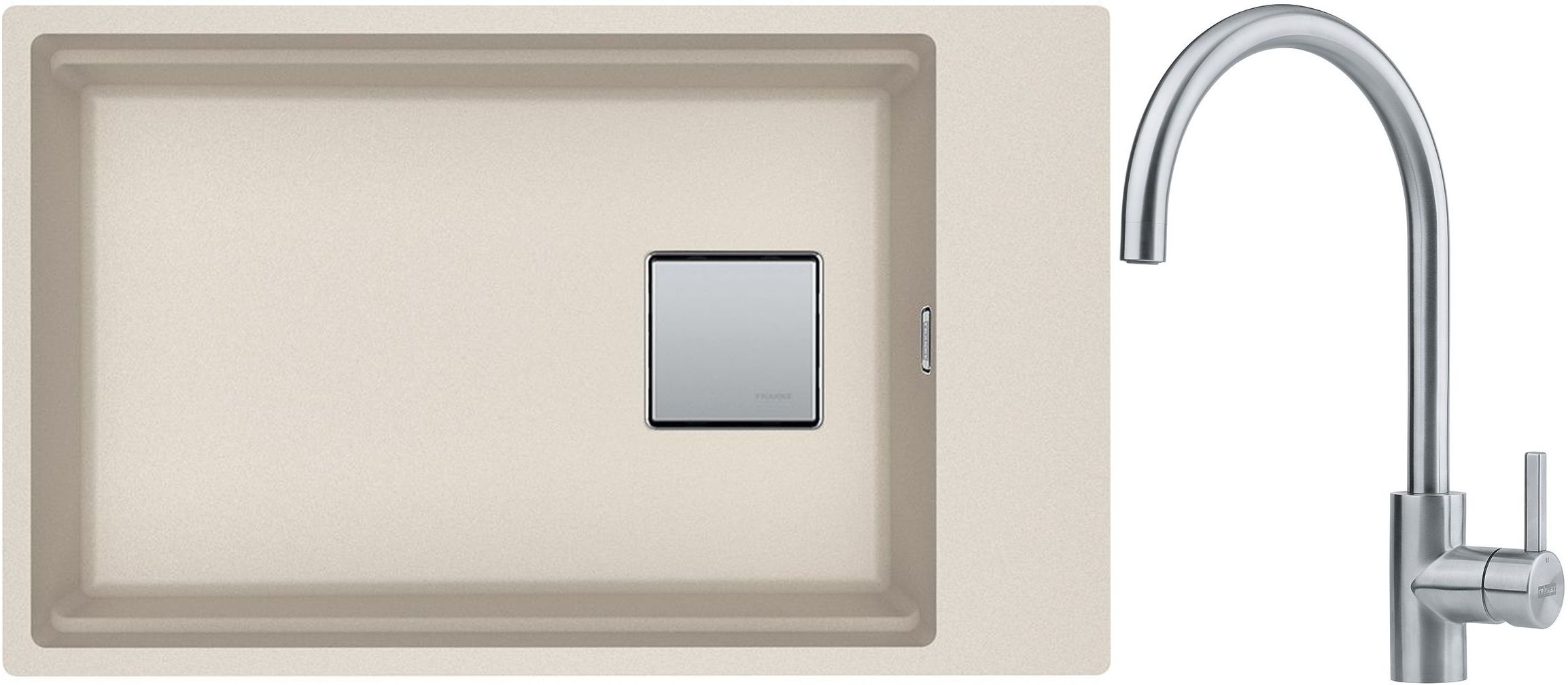 Franke Kanon KNG 110-62 zlewozmywak 62x42 cm Fragranite orzechowy z baterią kuchenną Eos Neo stal szlachetna (1250528618, 1150590044)