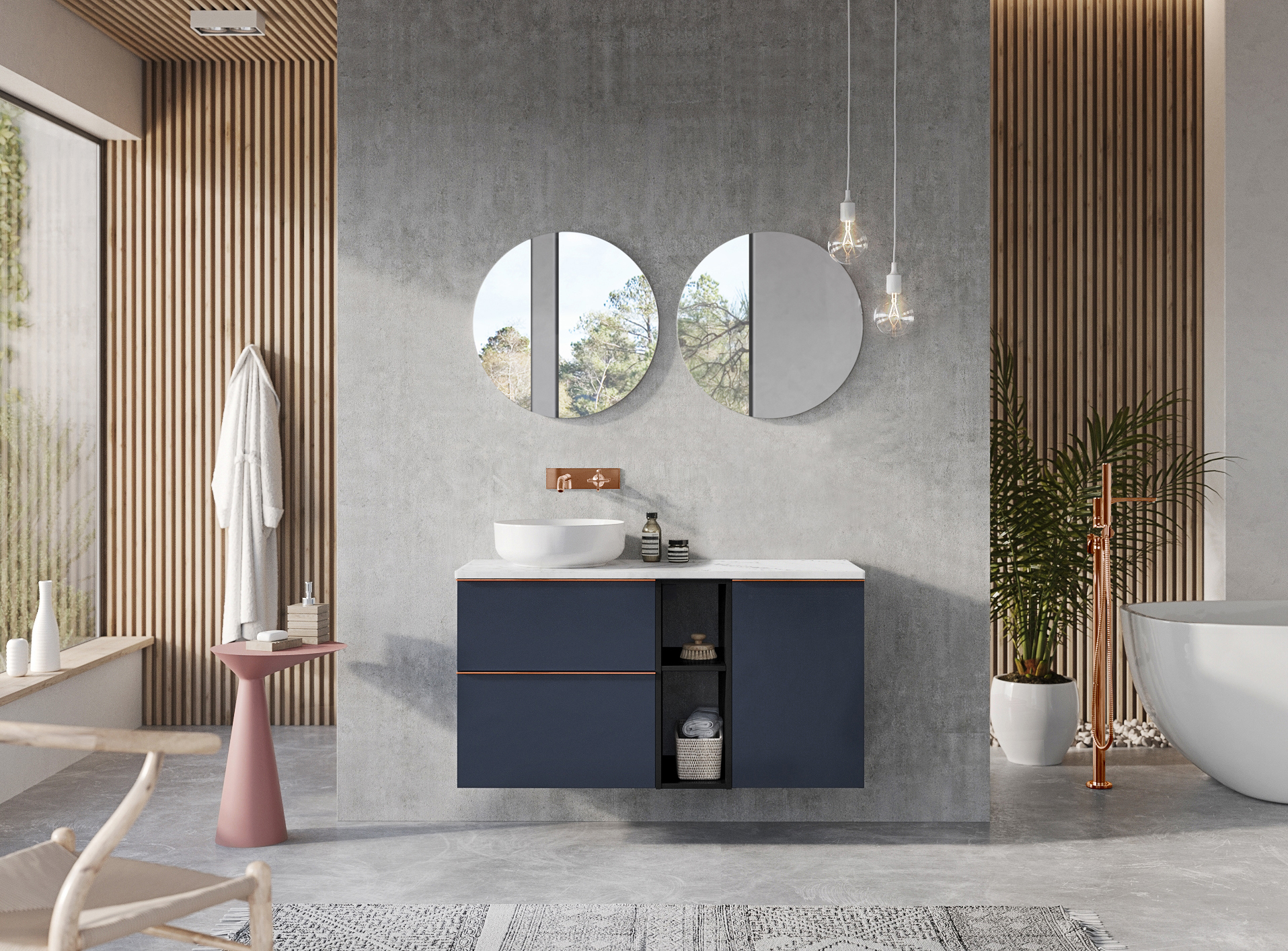 Elita Look szafka 40x44,9x63,5 cm boczna wisząca navy blue matt RE080400027030