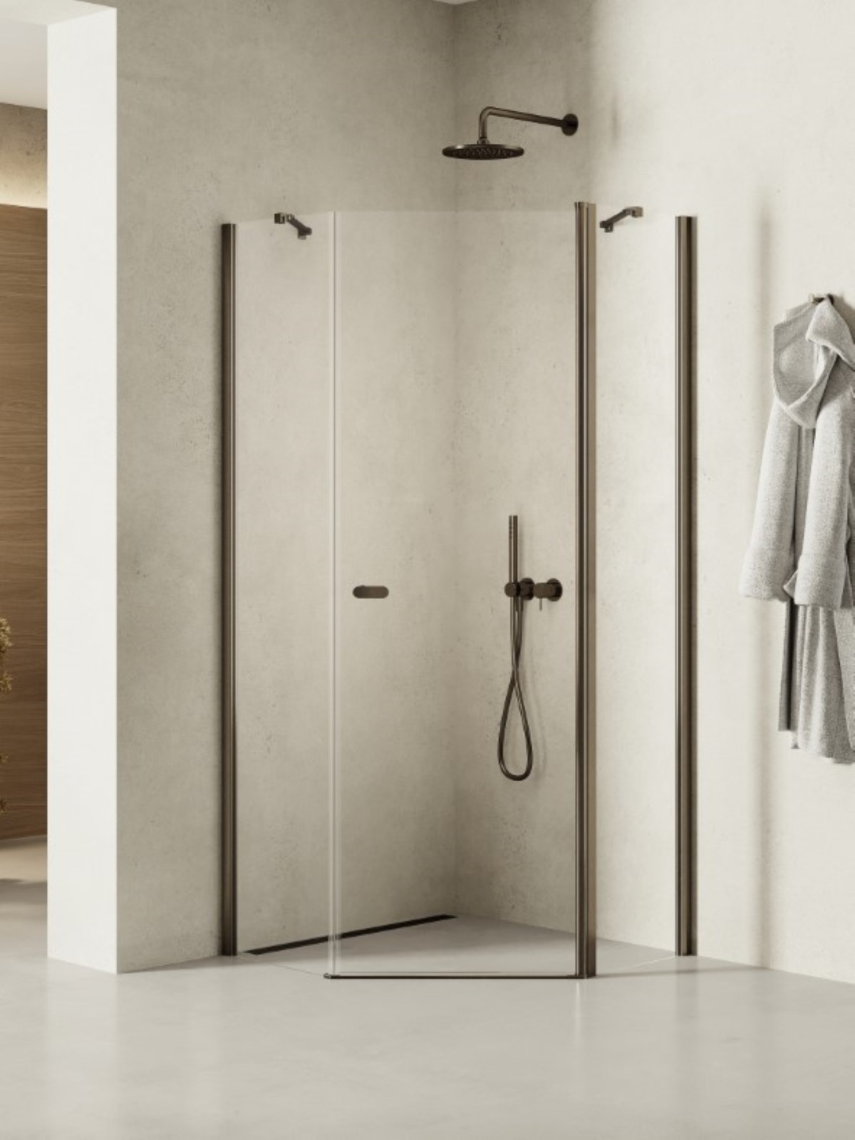 New Trendy New Soleo Gunmetal Brushed kabina prysznicowa 80x80 cm grafitowy szczotkowany/szkło przezroczyste K-1707