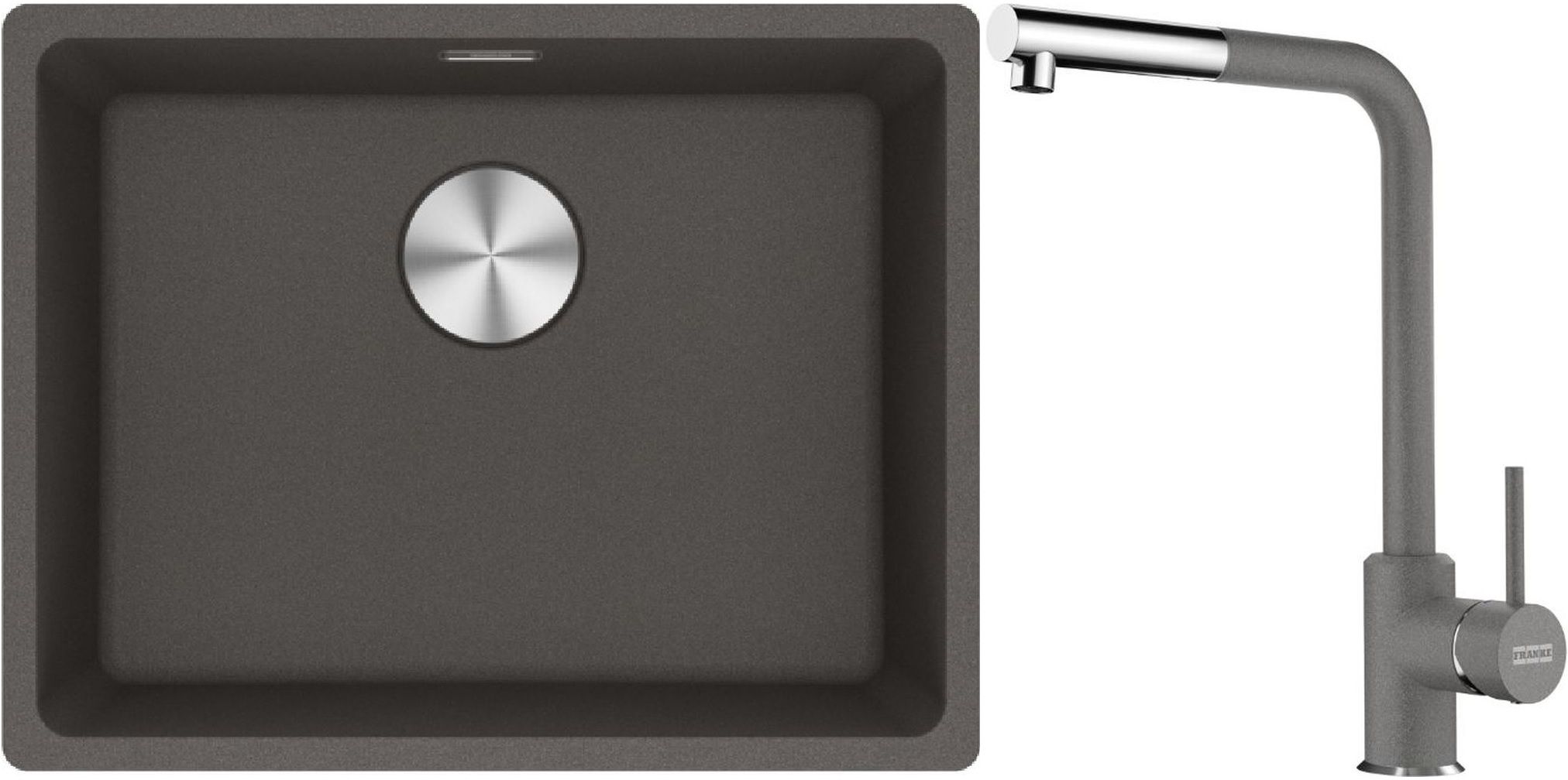 Franke Maris MRG 110-52 zlewozmywak granitowy 55,3x43,3 cm łupkowy szary z baterią kuchenną Sirius Side chrom (1250716375, 1150668280)