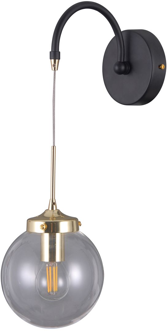 Italux Domenico kinkiet 1x5 W czarny mat/przezroczysty/złoty WL-43232-1