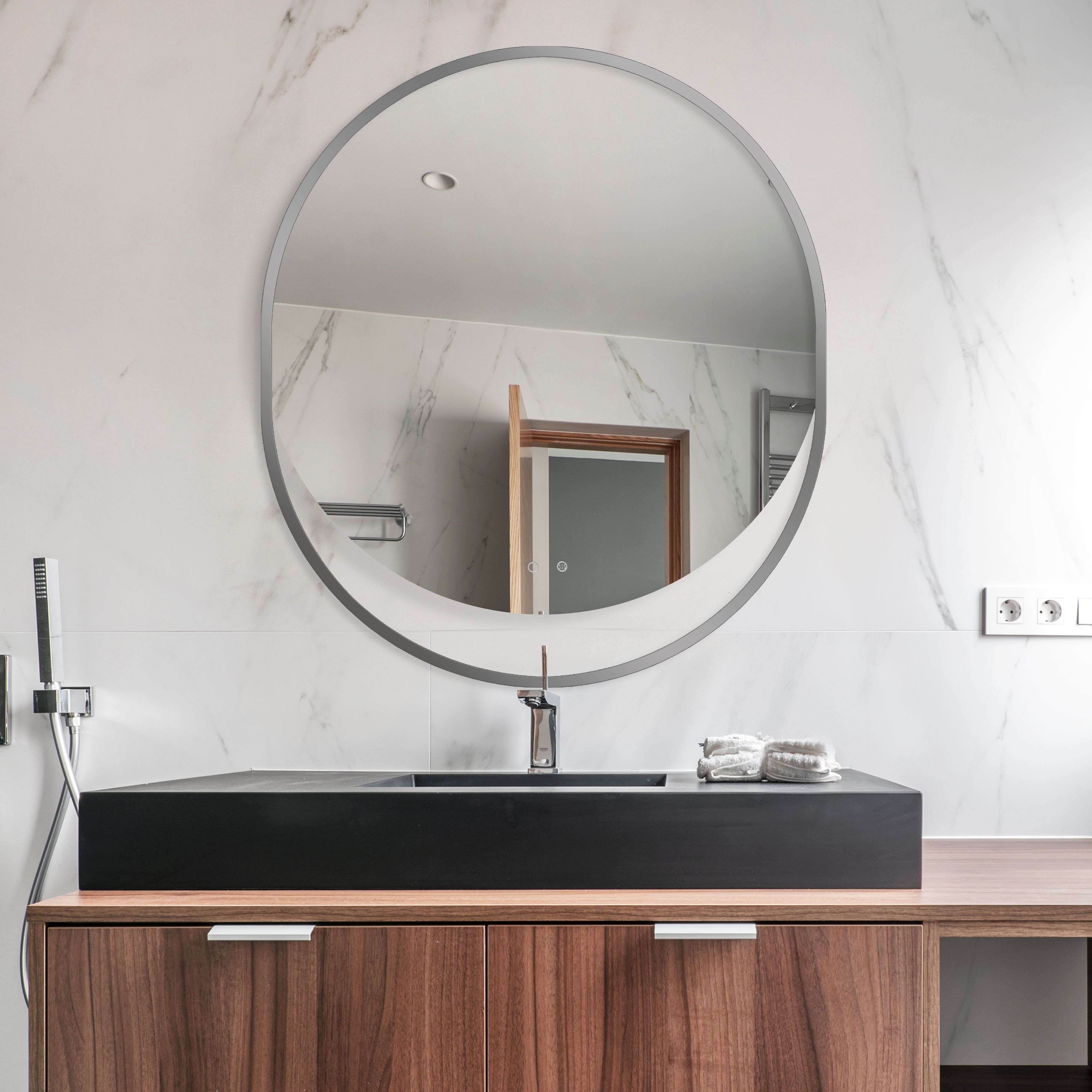 Guarda Ravel lustro 90x105 cm owalne srebrny FOR-RAV-SREBRNY-90X105