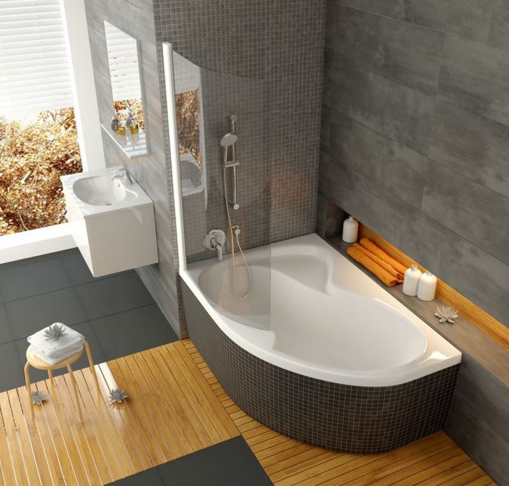 Ravak Rosa parawan nawannowy 100 cm 1-częściowy biały połysk/szkło przezroczyste 7QLS0100Y1