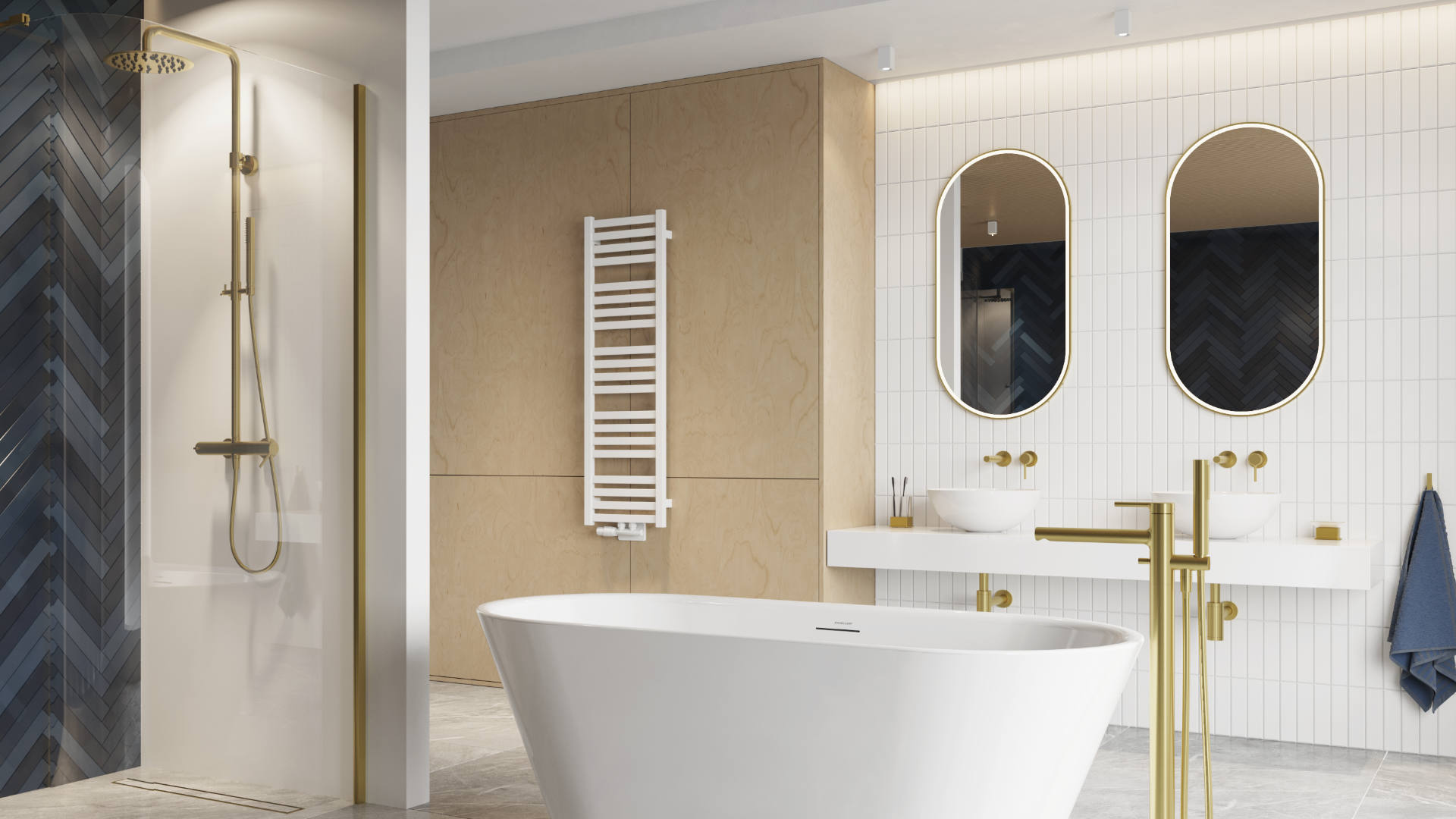 Excellent Corido lustro 50x100 cm owalne z oświetleniem z matą grzewczą z ramą złoty szczotkowany DOEX.CO100.050.GB - Wysyłka w 24h