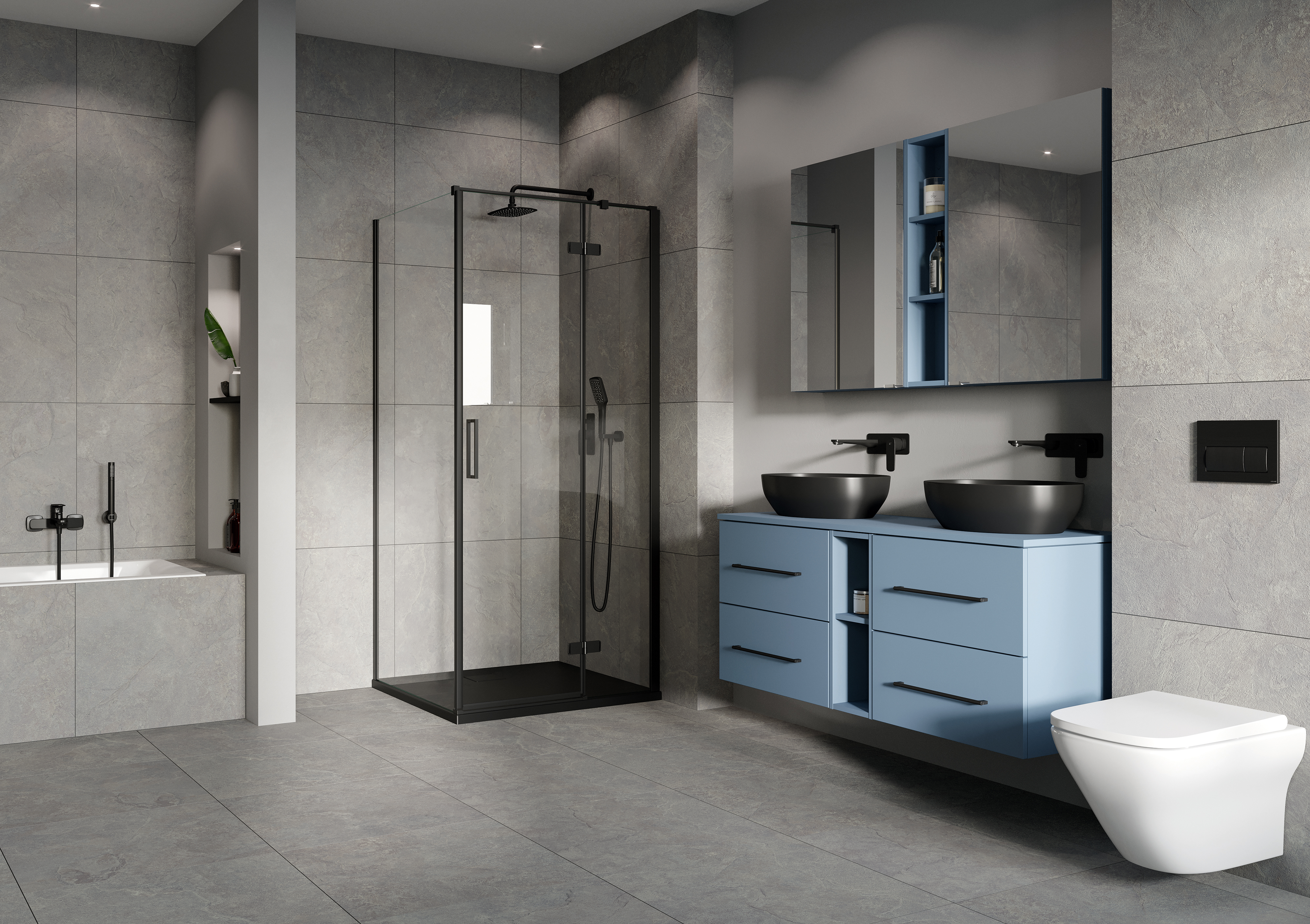 Cersanit City kabina prysznicowa 80x80 cm kwadratowa lewa czarny mat/szkło przezroczyste S584-106