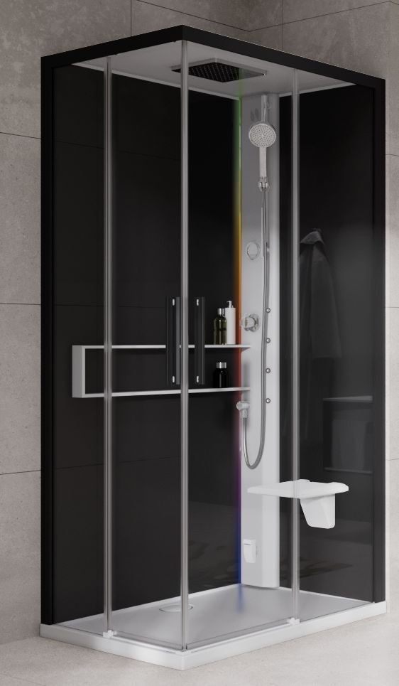 Novellini Glax 2 2.0 A kabina z hydromasażem 80x80 cm parowa z brodzikiem biała G22A80M5-1UH