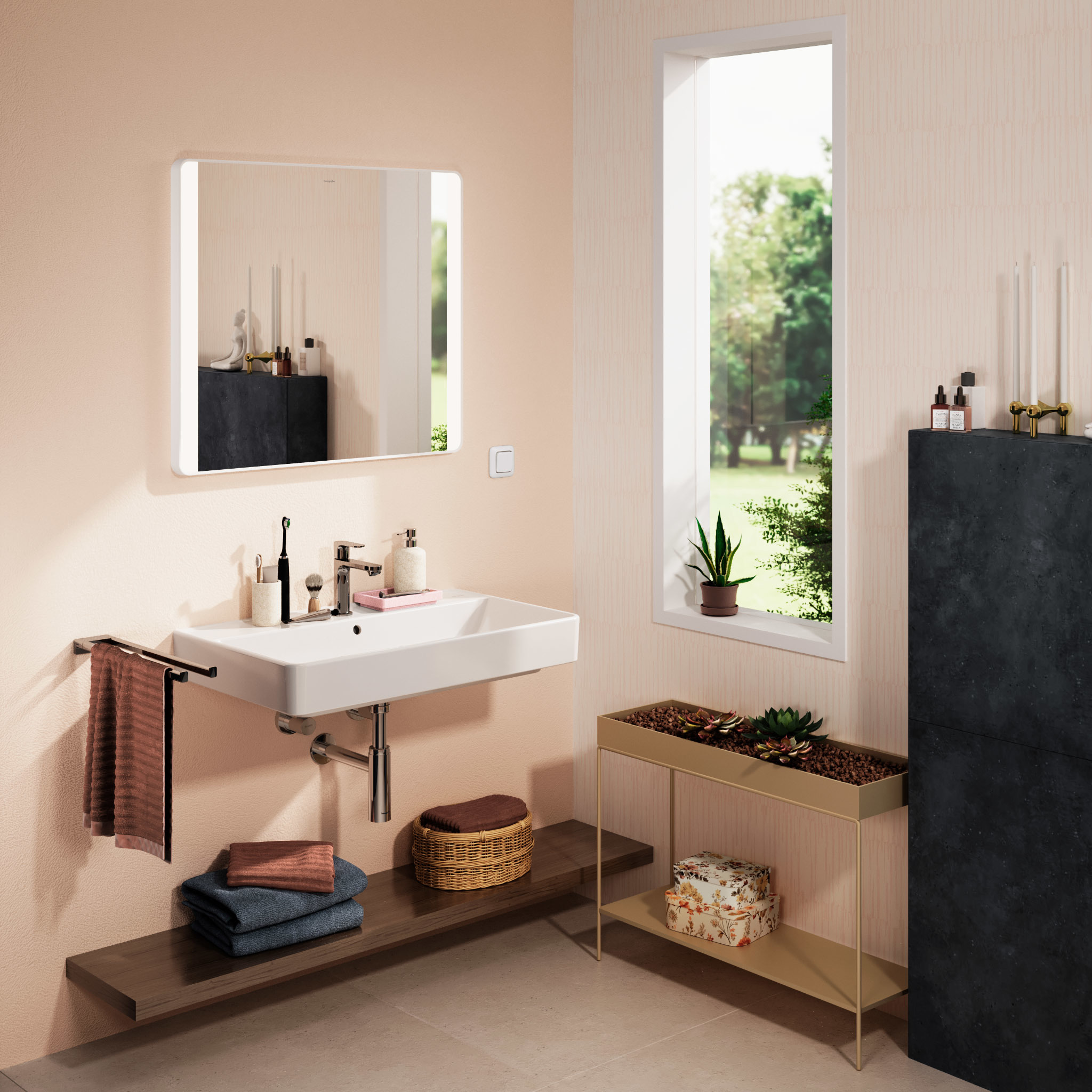 Hansgrohe Xarita Lite Q lustro 80x70 cm prostokątne z oświetleniem biały 54963700