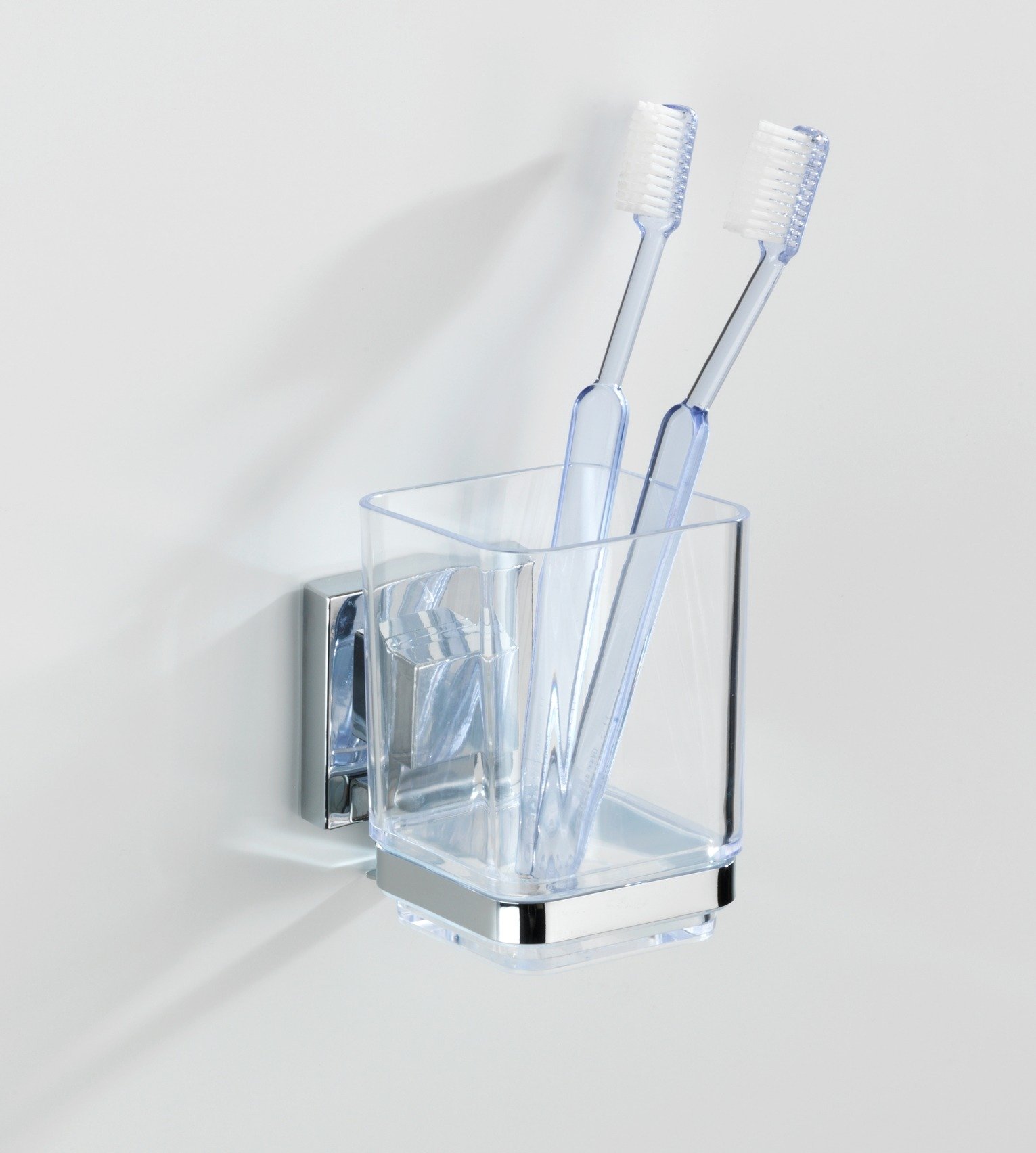 Wenko VL Quadro kubek na szczoteczki ścienny srebrny/przezroczysty 22680100