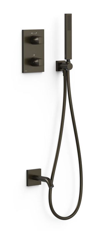 Tres Therm-Box zestaw wannowo-prysznicowy podtynkowy termostatyczny czarny brąz 21125007KMB