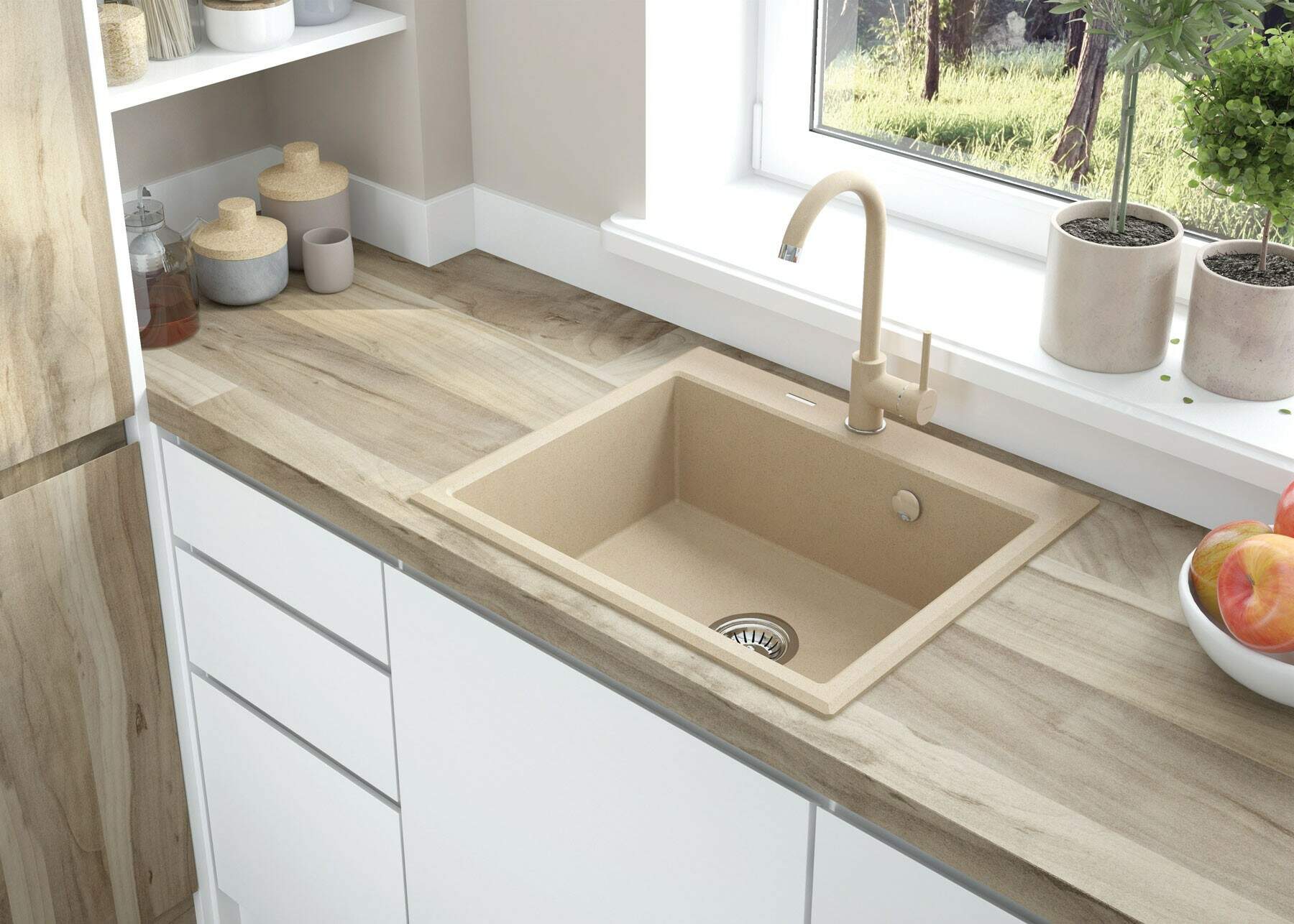 Deante Andante zlewozmywak granitowy 60x52 cm beżowy ZQN_7103