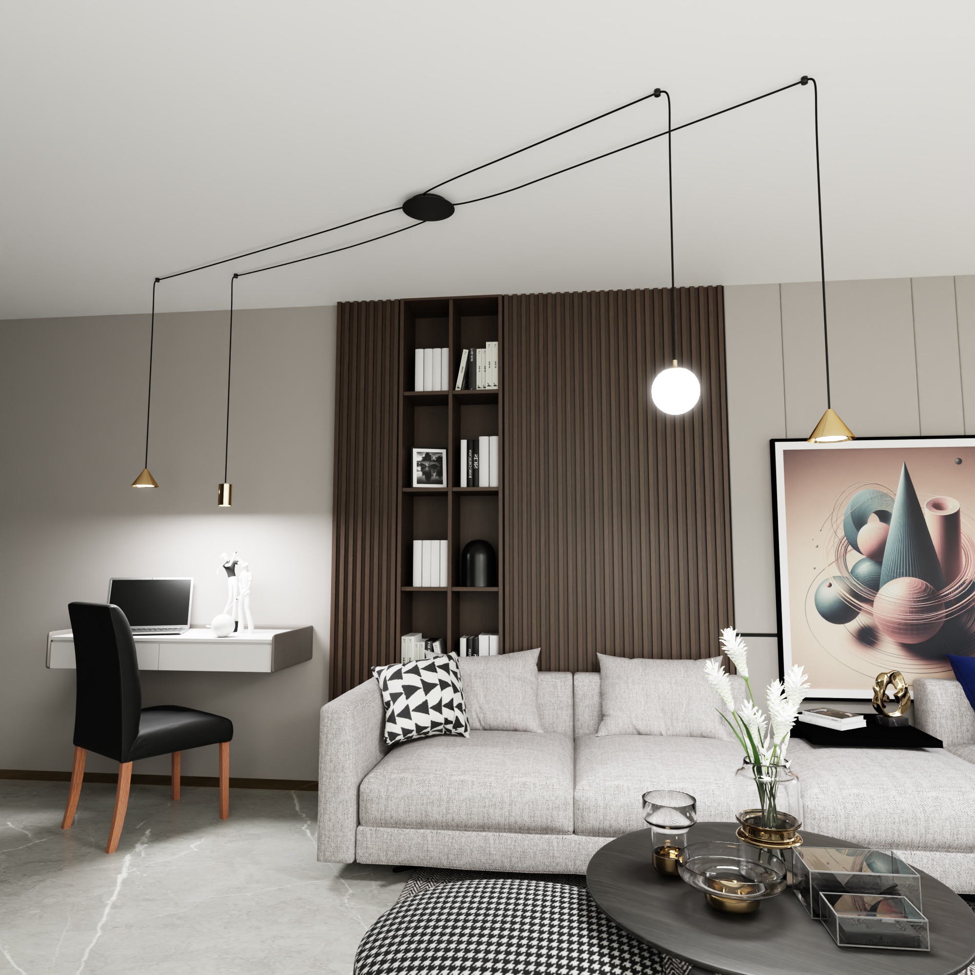 Emibig Fuji lampa wisząca 4x W czarna-złota 13504