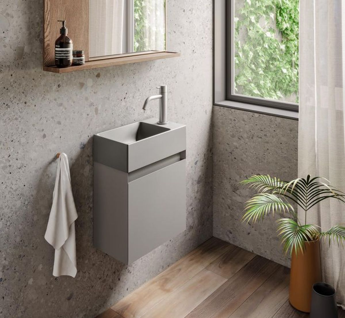 Catalano Verso umywalka 40x23 cm prostokątna ścienna-meblowa-nablatowa szary/kamień 0220410023