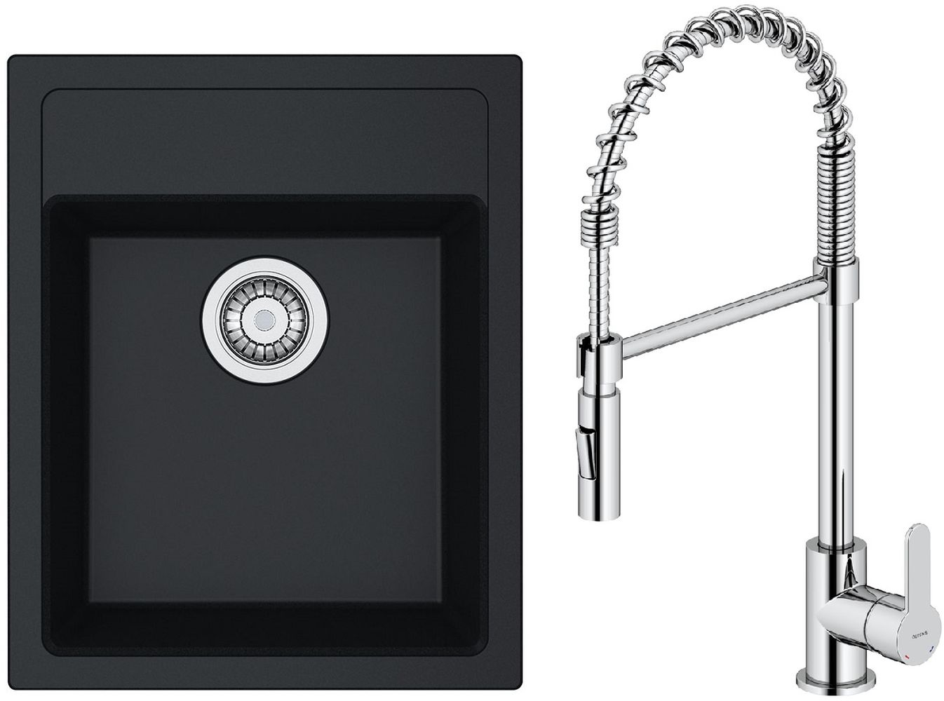 Zestaw Franke Sirius SID 610-40 zlewozmywak 43x53 cm z baterią kuchenną Oltens Duf onyx/chrom (1140496104, 35203100) - Wysyłka w 24h