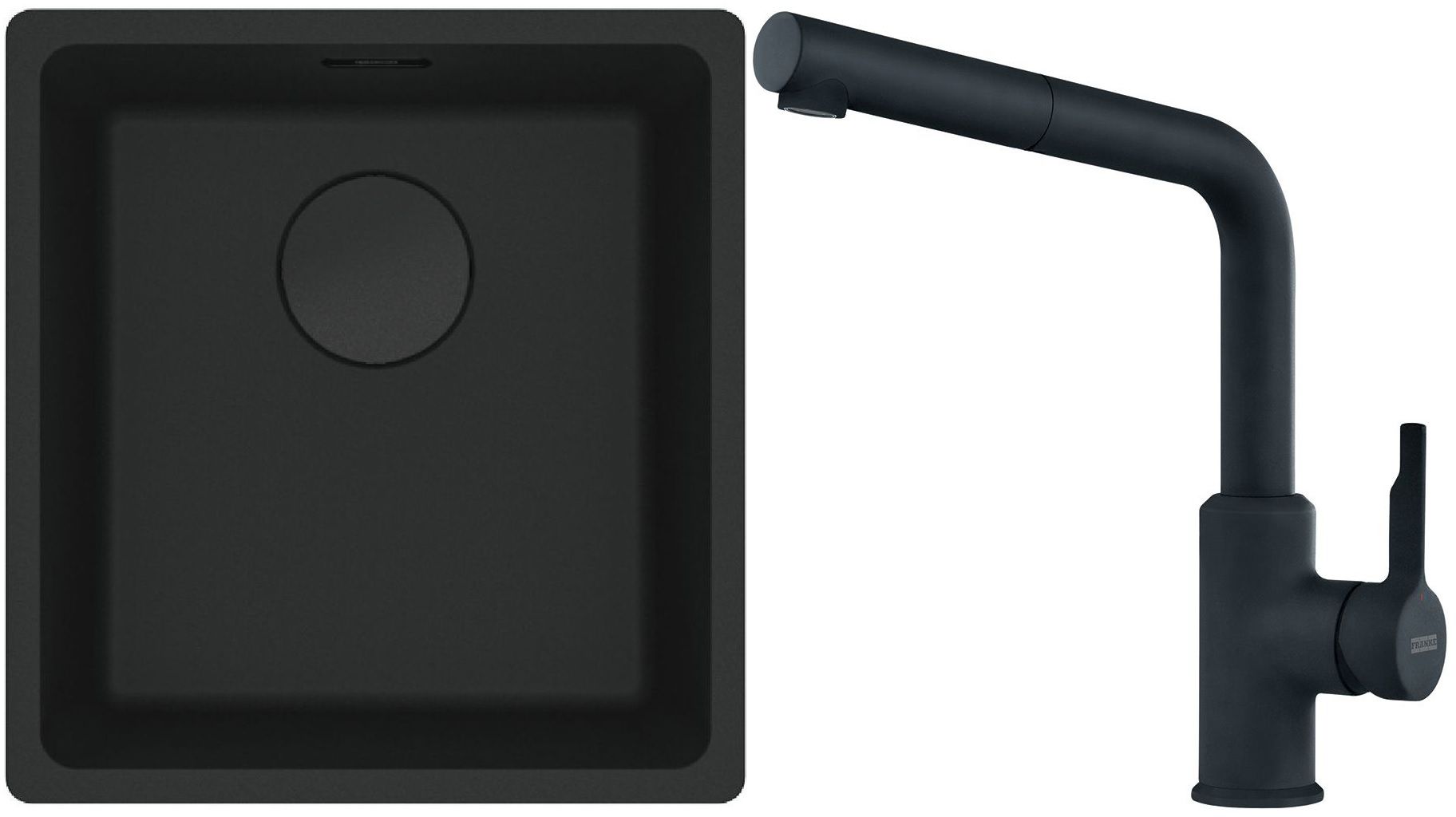 Franke Maris MRG 110-37 zlewozmywak 40x37 cm Fragranit + czarny mat z baterią kuchenną Urban (1250697760, 1150627523) - Wysyłka w 24h