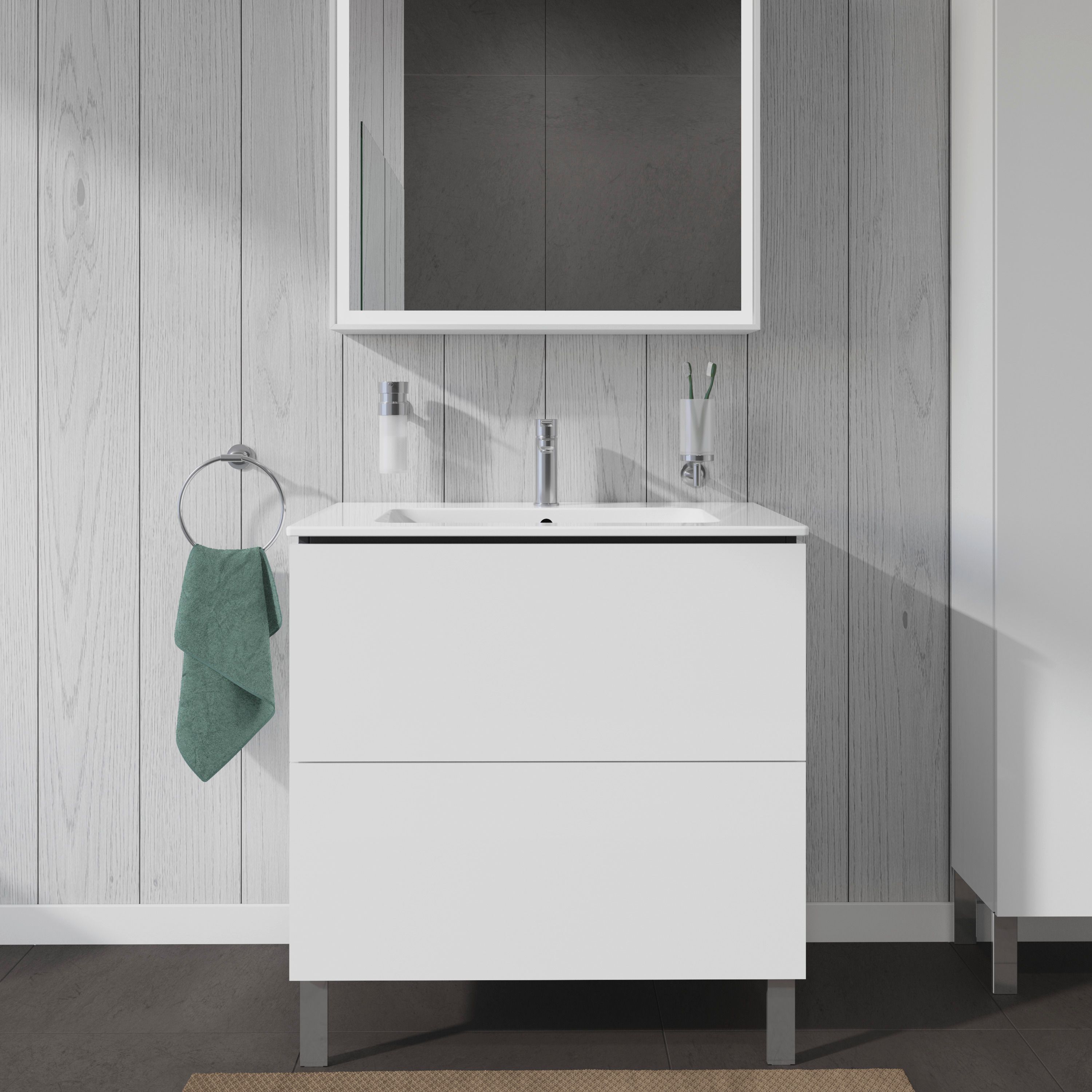 Duravit L-Cube szafka 82 cm podumywalkowa stojąca biały połysk LC662602222
