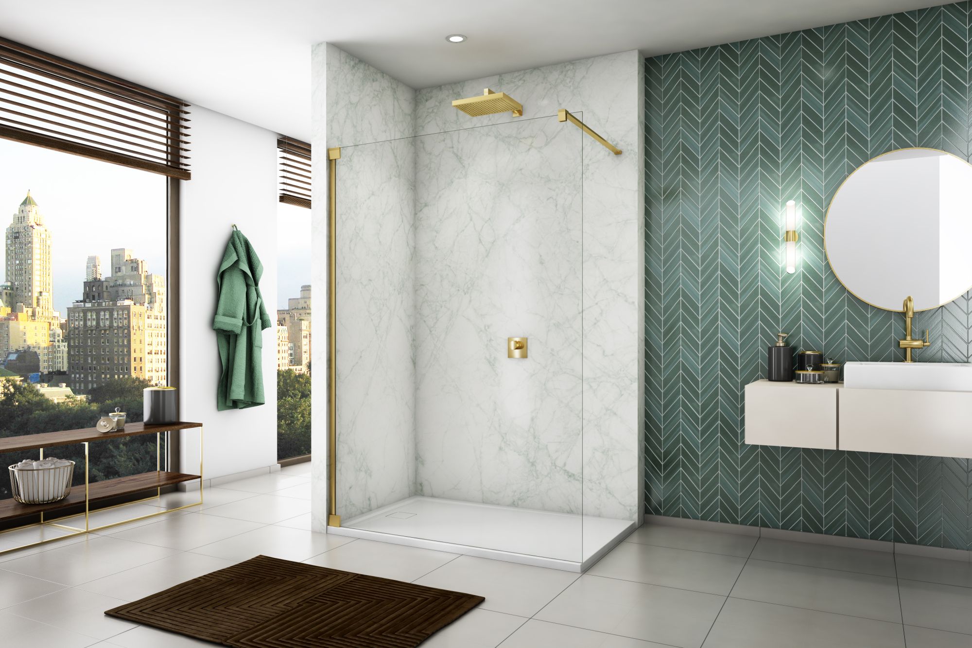 SanSwiss Cadura CAT4 Walk-In ścianka prysznicowa 90 cm złoty/szkło przezroczyste CAT40901207