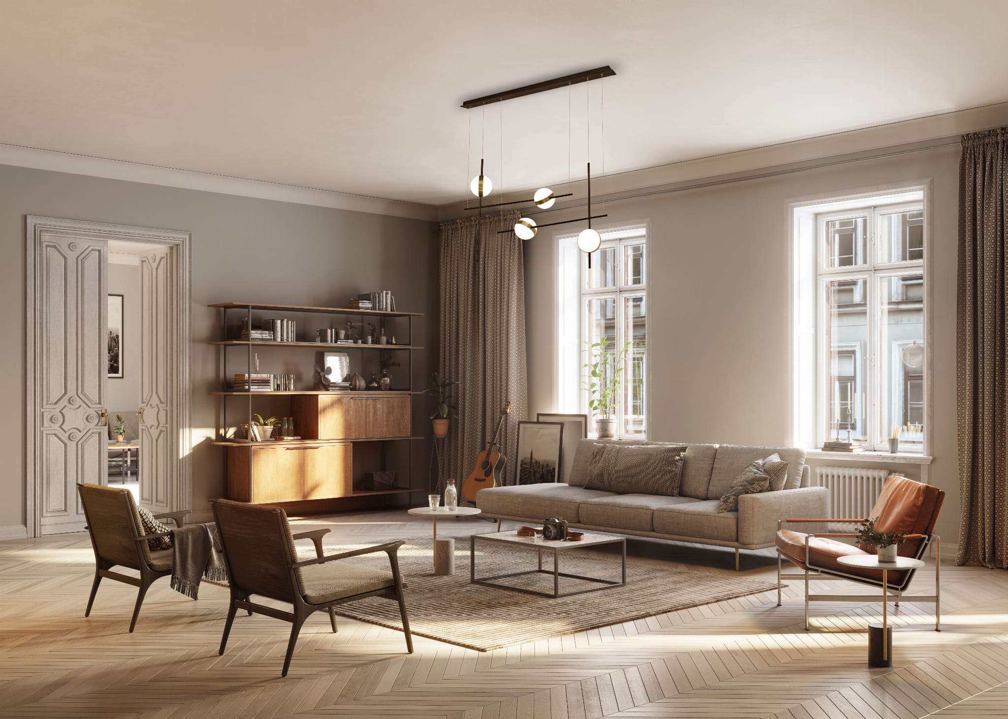 Mantra Cuba lampa wisząca 1x32 W biała-czarna-złota 7160