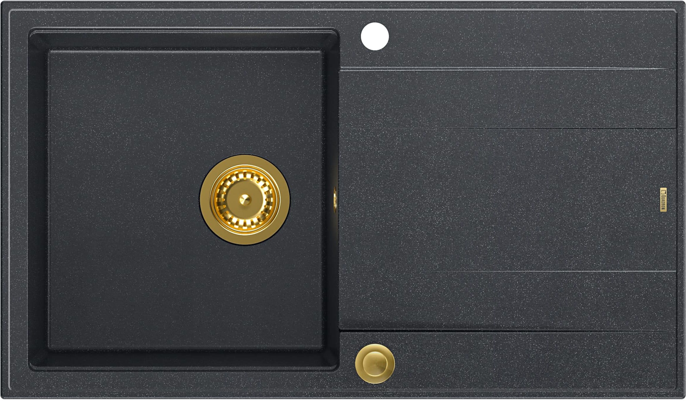 Quadron Evan 111 zlewozmywak 86x50 cm GraniteQ black diamond/złoty HCQE8650U8_PVDG1_P2O