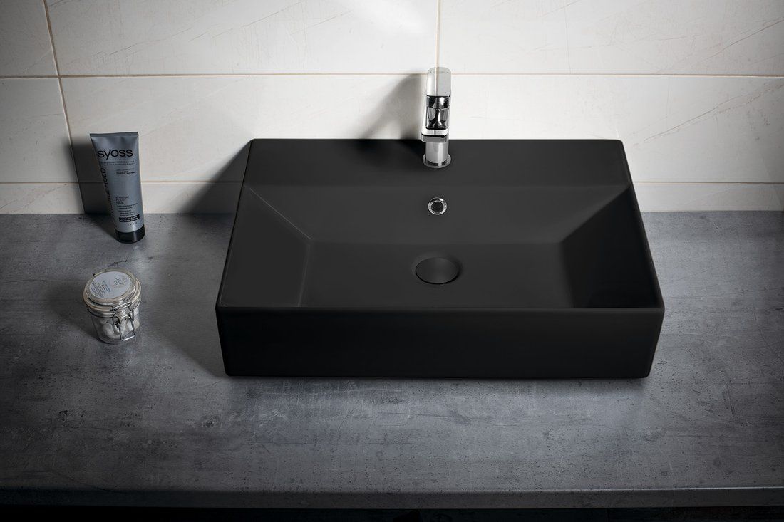 Isvea Sistema umywalka 60x42 cm prostokątna ścienna-nablatowa czarna 10SF50060-2N