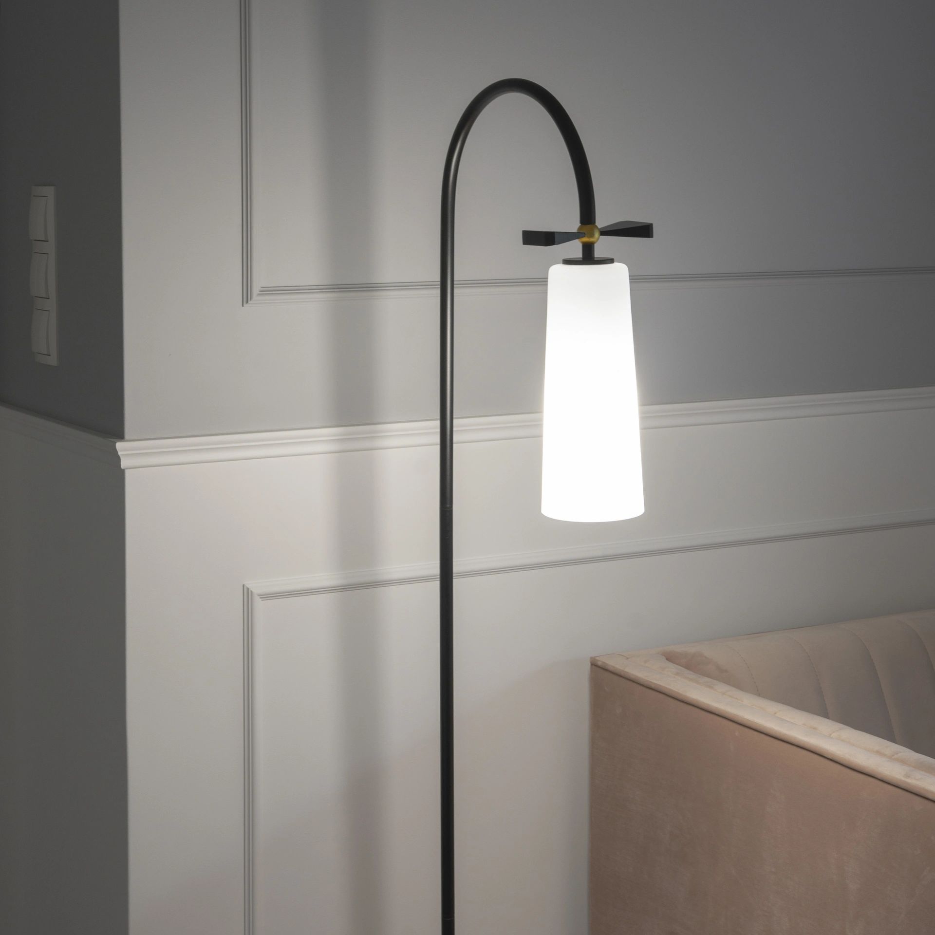 CosmoLight Bow lampa stojąca 1x40W biały/czarny/marmur F01145BK