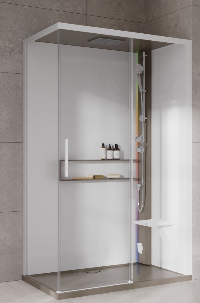 Novellini Glax 2 2.0 2P kabina z hydromasażem 120x80 cm parowa z brodzikiem prawa corda G222P120DT5-1TU