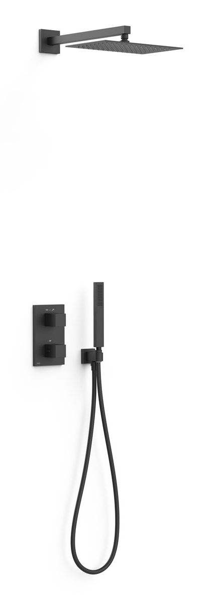 Tres Therm-Box zestaw prysznicowy podtynkowy termostatyczny z deszczownicą czarny mat 20225054NM - Wysyłka w 24h