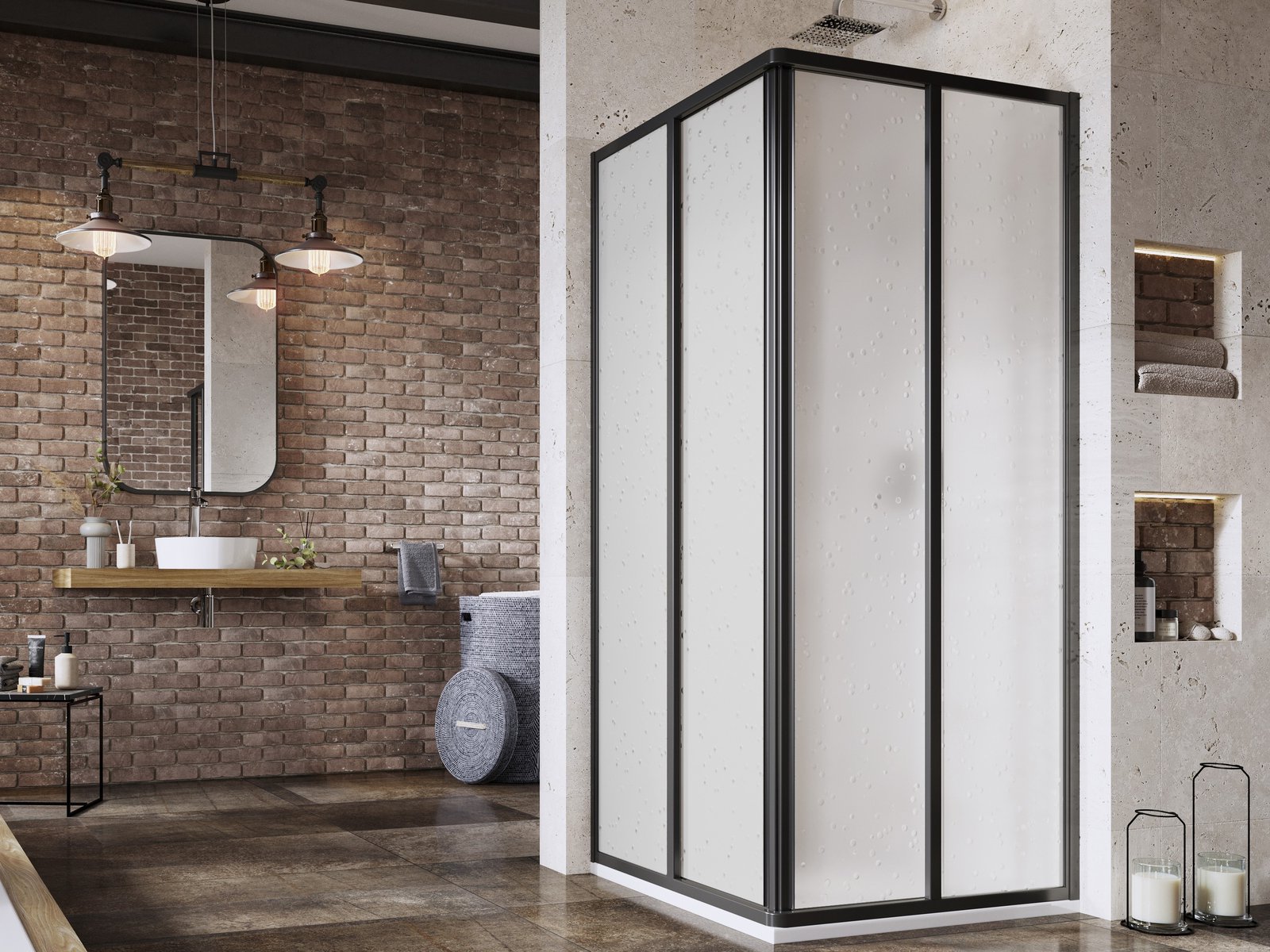 Ravak Supernova SRV2-90 S drzwi prysznicowe 90 cm przesuwne częściowe 1/2 czarny mat/pearl 14V703O211