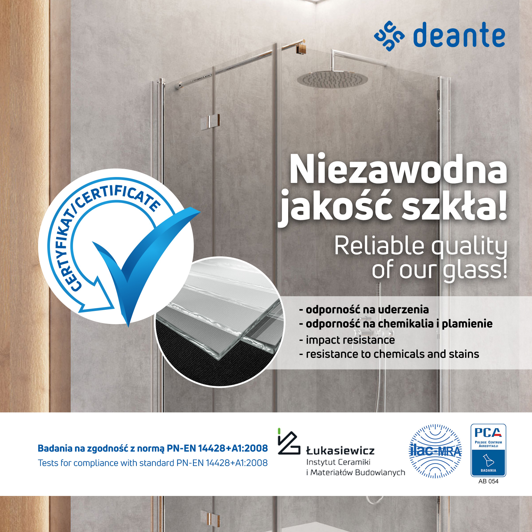 Deante Prizma ścianka prysznicowa walk-in 90 cm chrom połysk/szkło przezroczyste KTJ_039P