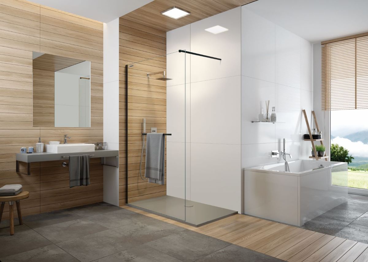 Sanplast Free Line II P/FREEII Walk-In ścianka prysznicowa 130 cm czarny mat/szkło przezroczyste 600-261-0710-59-401