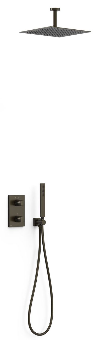Tres Therm-Box zestaw prysznicowy podtynkowy termostatyczny z deszczownicą czarny brąz 21125003KMB