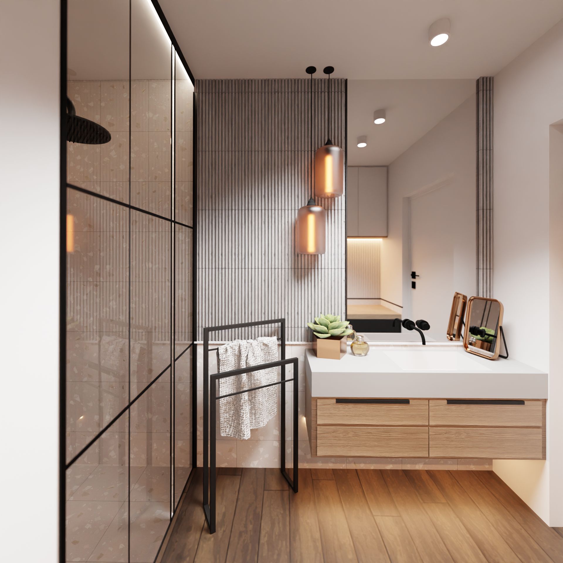 Baltica Design Aksel II wieszak na ręczniki 60 cm stojący czarny