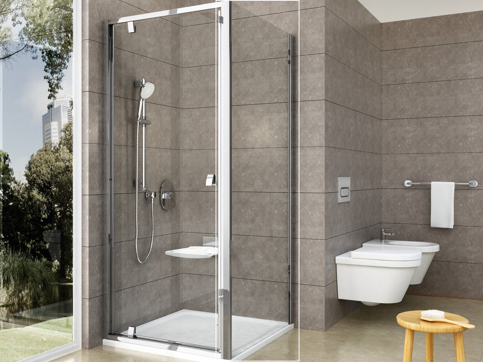 Ravak Pivot PPS-100 ścianka prysznicowa 100 cm polerowane aluminium/szkło przezroczyste 90GA0C00Z1