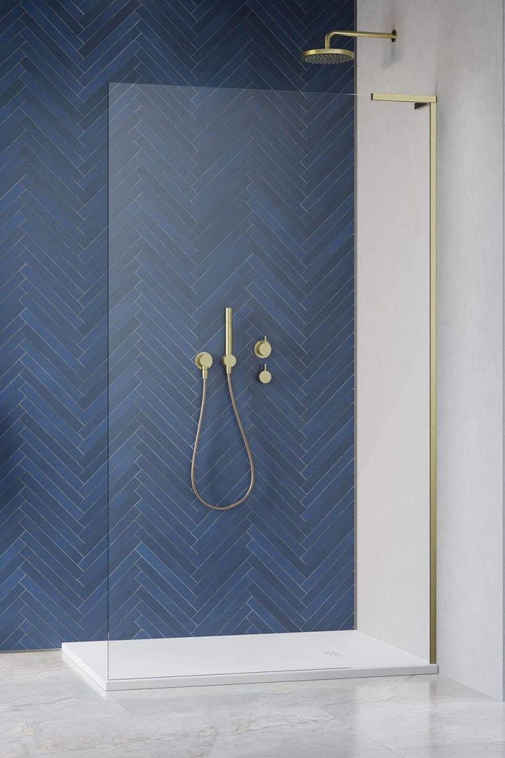 Radaway Modo SL Brushed Gold II Walk-In ścianka prysznicowa 120 cm prawa wolnostojąca złoty szczotkowany/szkło przezroczyste ...