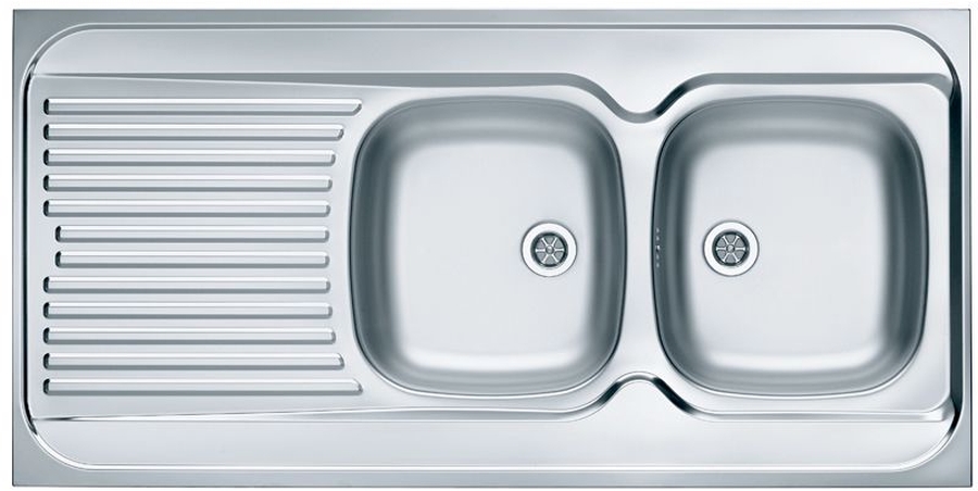 Alveus Classic 100 zlewozmywak stalowy 120x60 cm 2-komorowy prawy satyna 1009085