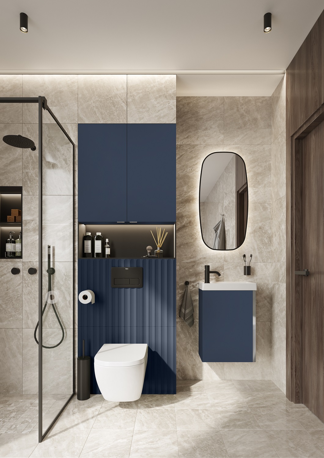 Elita Spring zestaw meblowy 45,5 cm umywalka z szafką navy blue matt RE020450137030 - Wysyłka w 24h