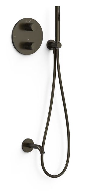Tres Therm-Box zestaw wannowo-prysznicowy podtynkowy termostatyczny czarny brąz 26225006KMB