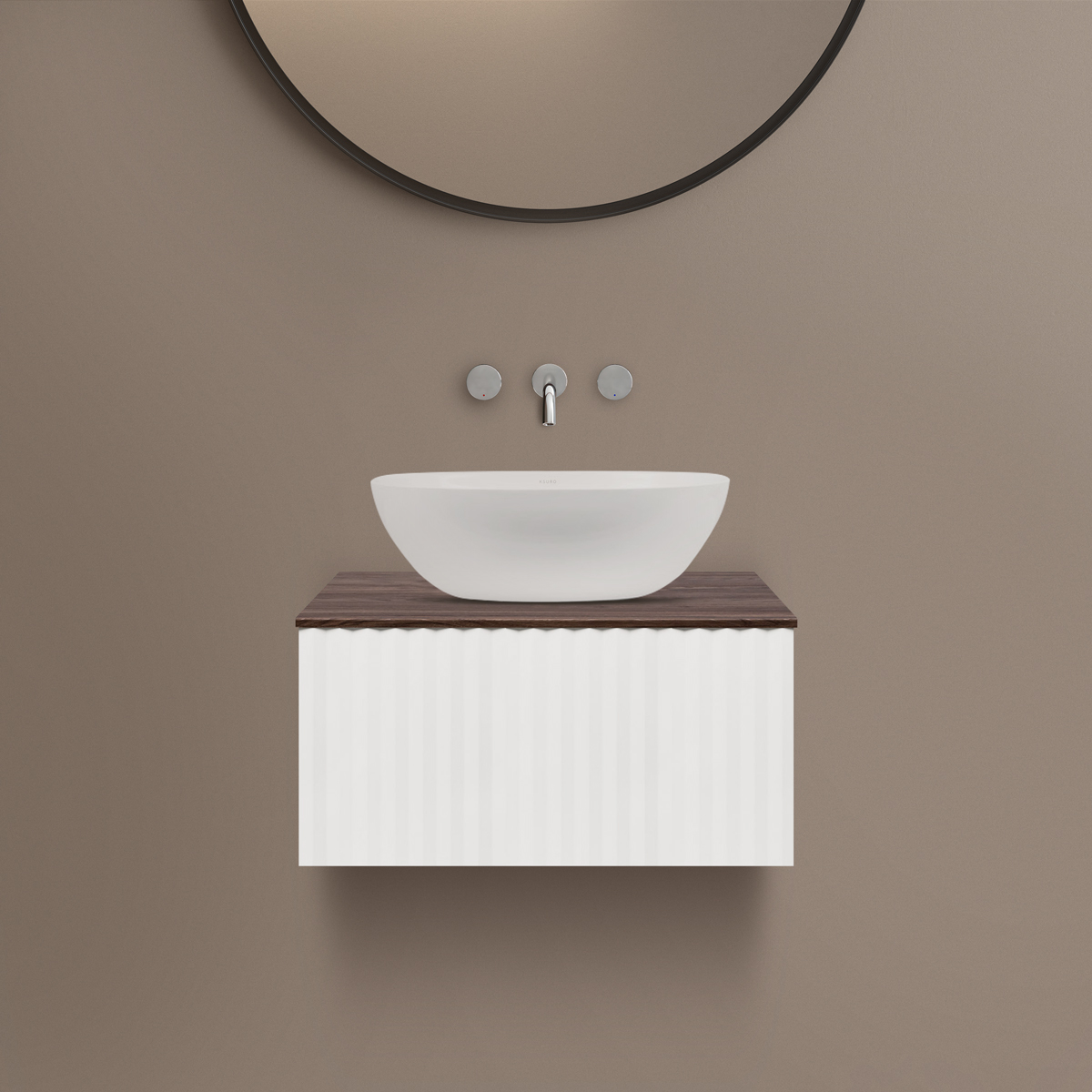 Ksuro 02 szafka 60 cm podumywalkowa wisząca z blatem biały mat/orzech 58001006 - Wysyłka w 24h