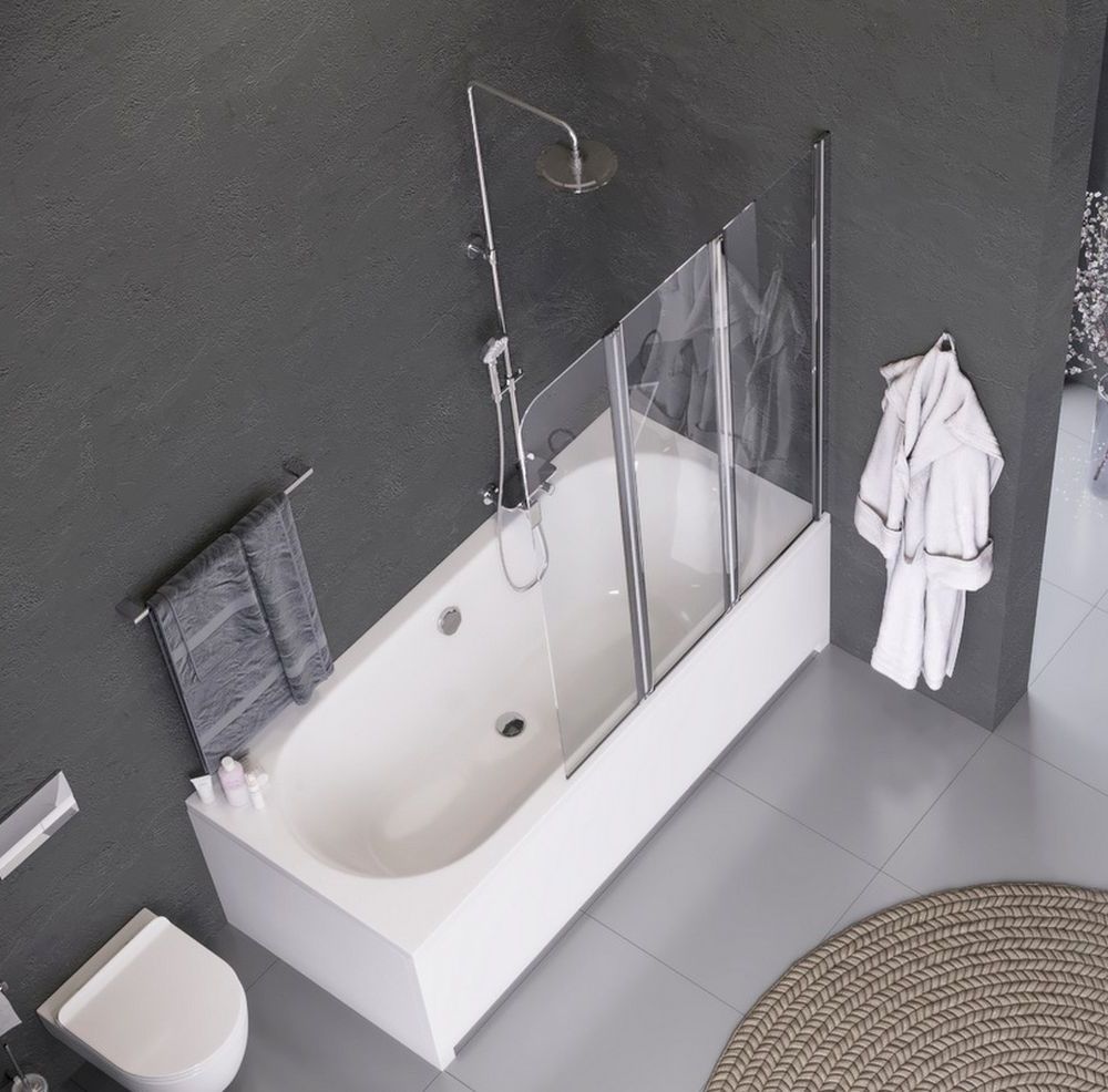 Axel parawan nawannowy 120 cm 3-częściowy chrom połysk/szkło przezroczyste KAAX.1309.1200.PR