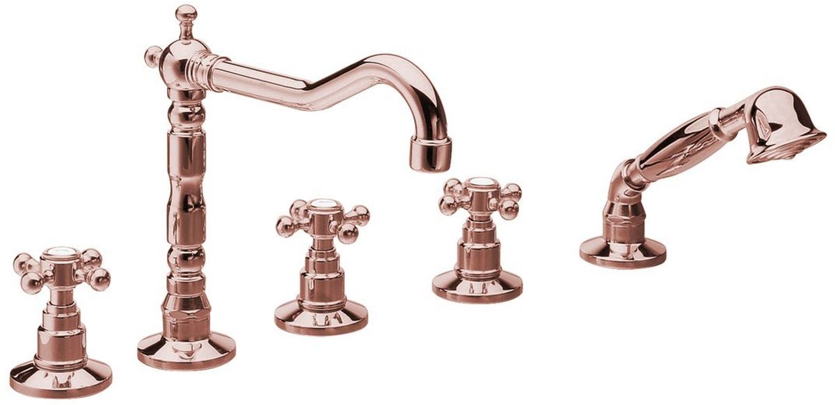 Sapho Antea bateria wannowo-prysznicowa 5-otworowa różowe złoto 3887