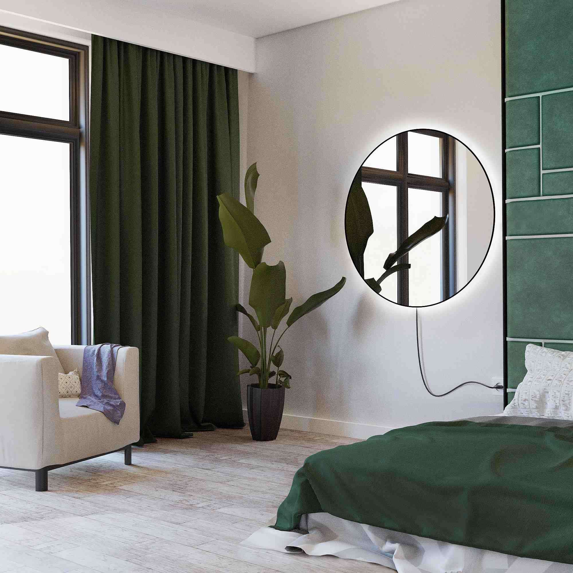 Baltica Design Electra lustro 50 cm okrągłe z oświetleniem LED czarne barwa neutralna