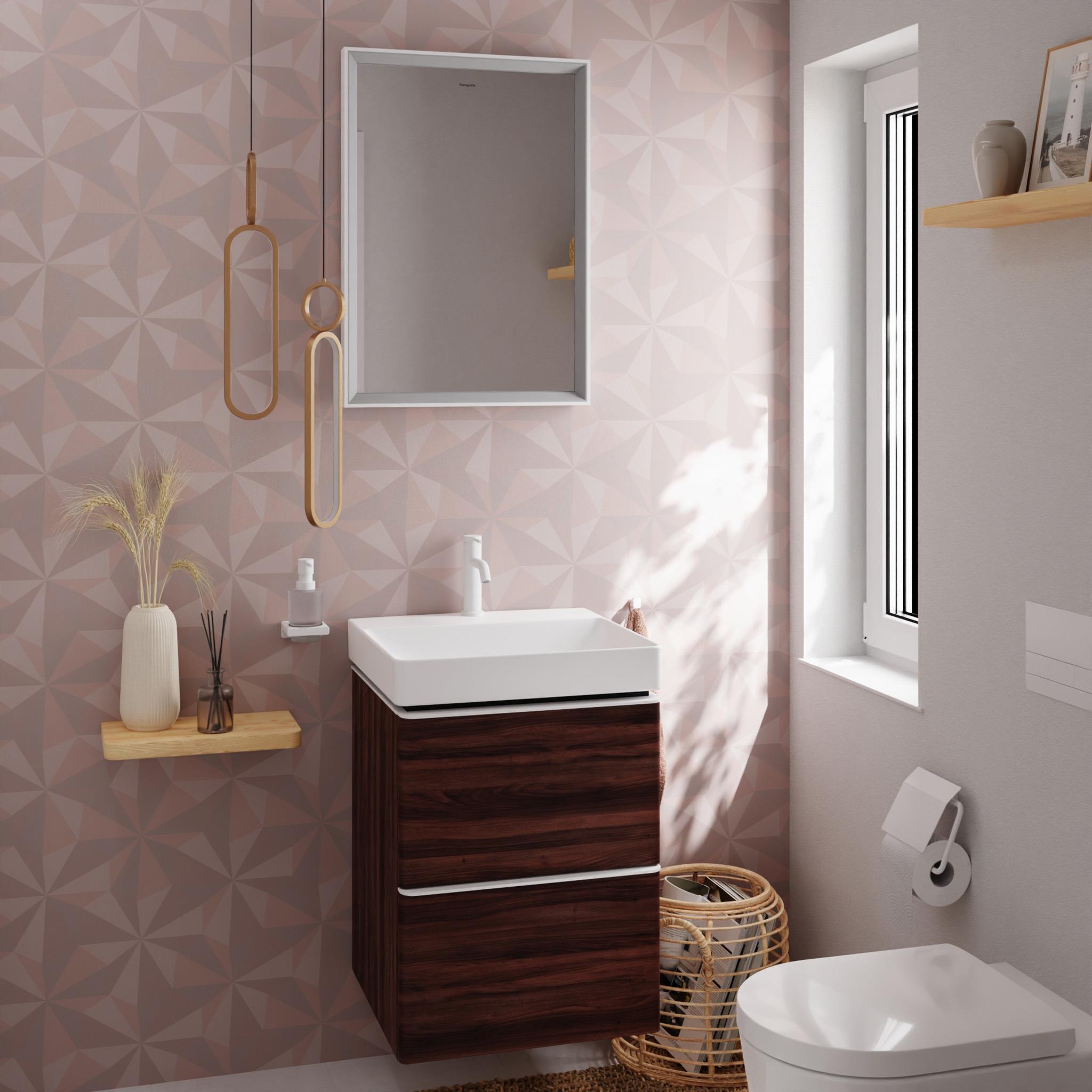 Hansgrohe Xelu Q szafka 48 cm podumywalkowa wisząca ciemny orzech/biały mat 54022700