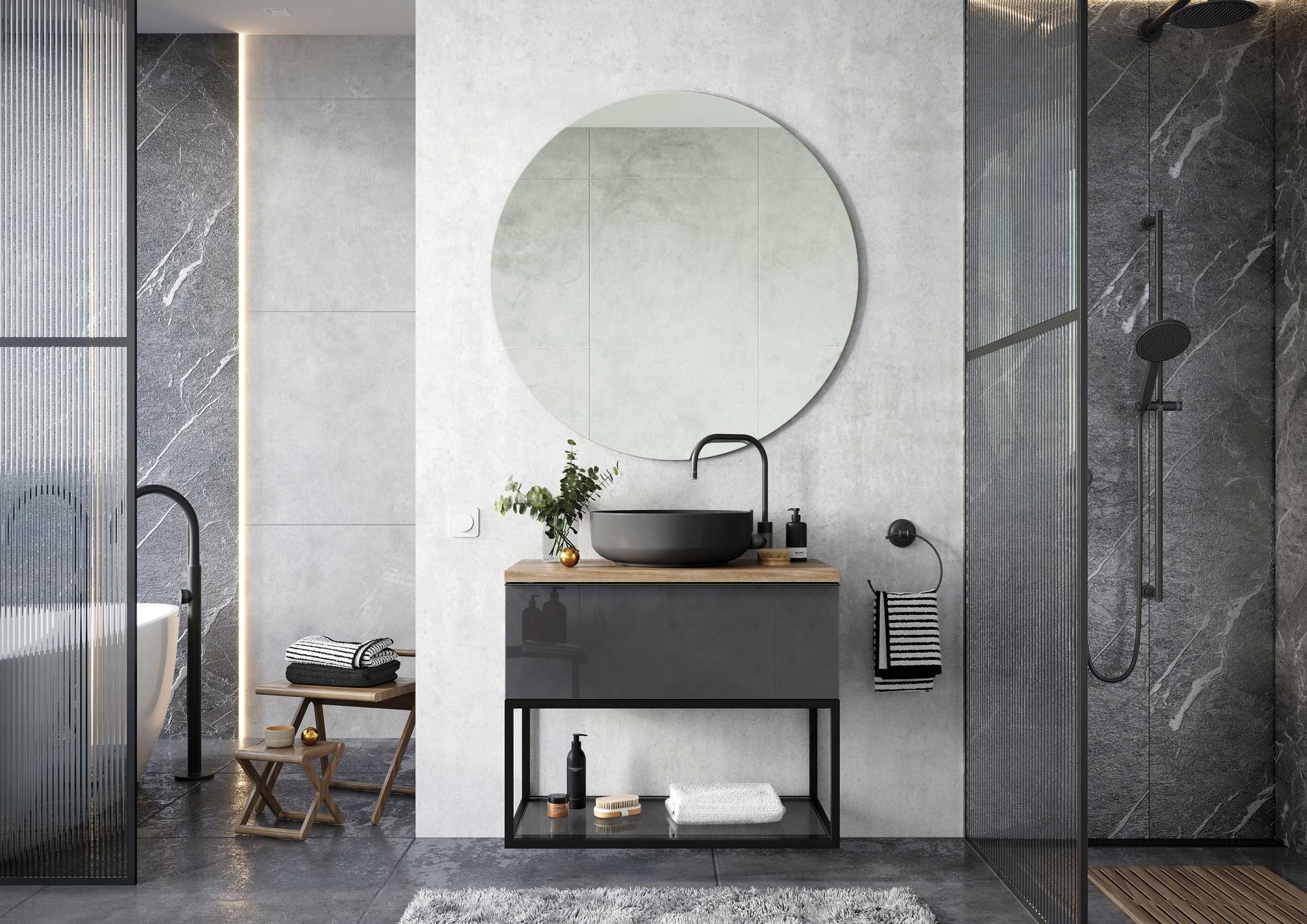 Elita Look szafka 60x44,9x28,1 cm podumywalkowa wisząca antracyt RE010603026610