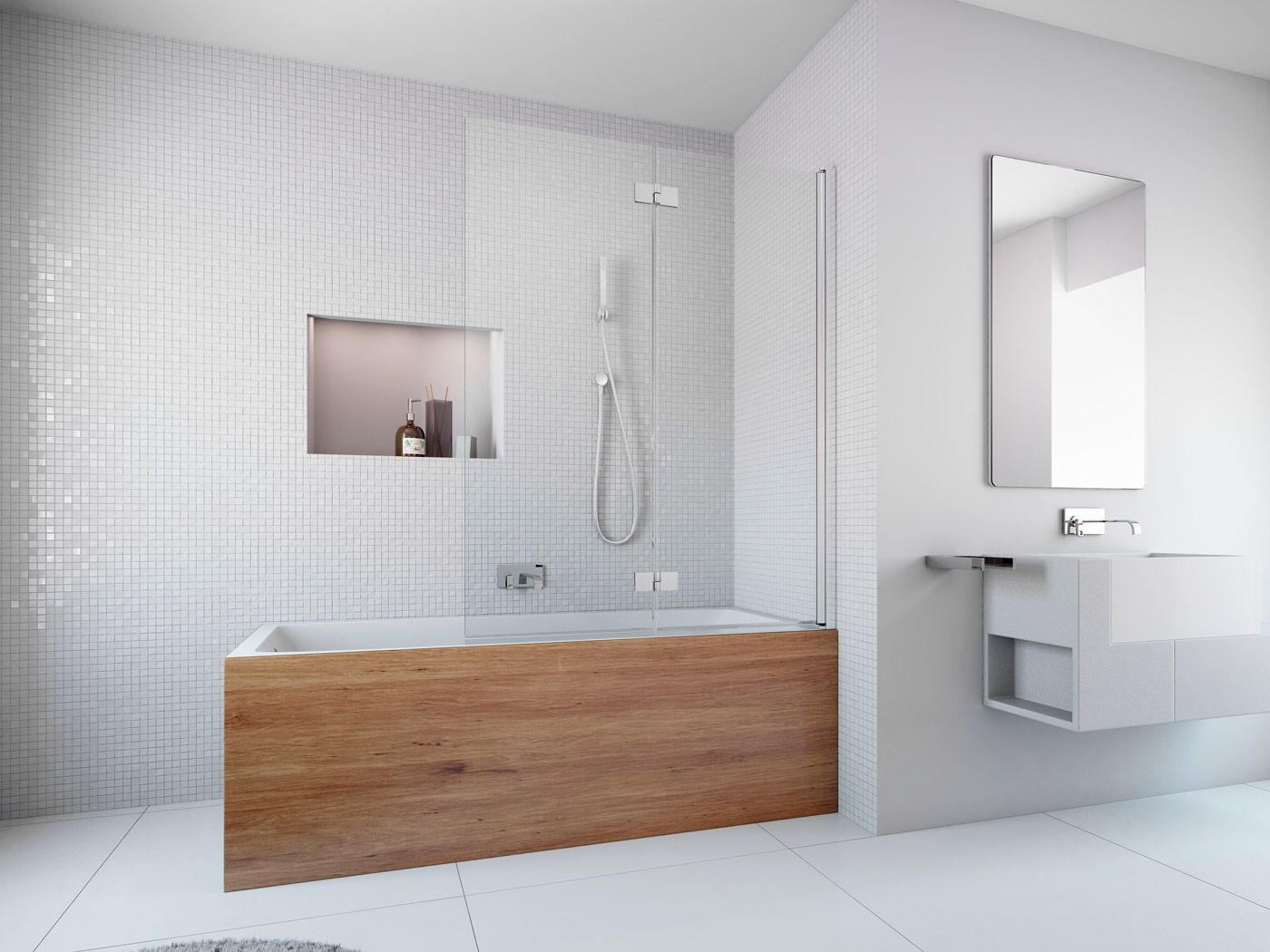 Radaway Essenza New PND parawan nawannowy 100 cm prawy chrom/szkło przezroczyste 207210-01R